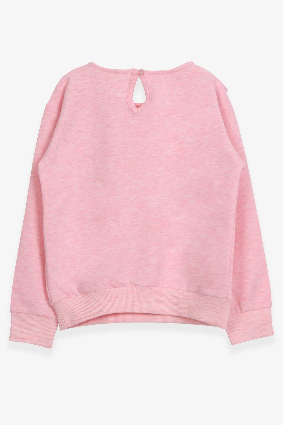 Breeze Kız Çocuk Sweatshirt Yakası Güpürlü Somon Melanj (6-12 Yaş)