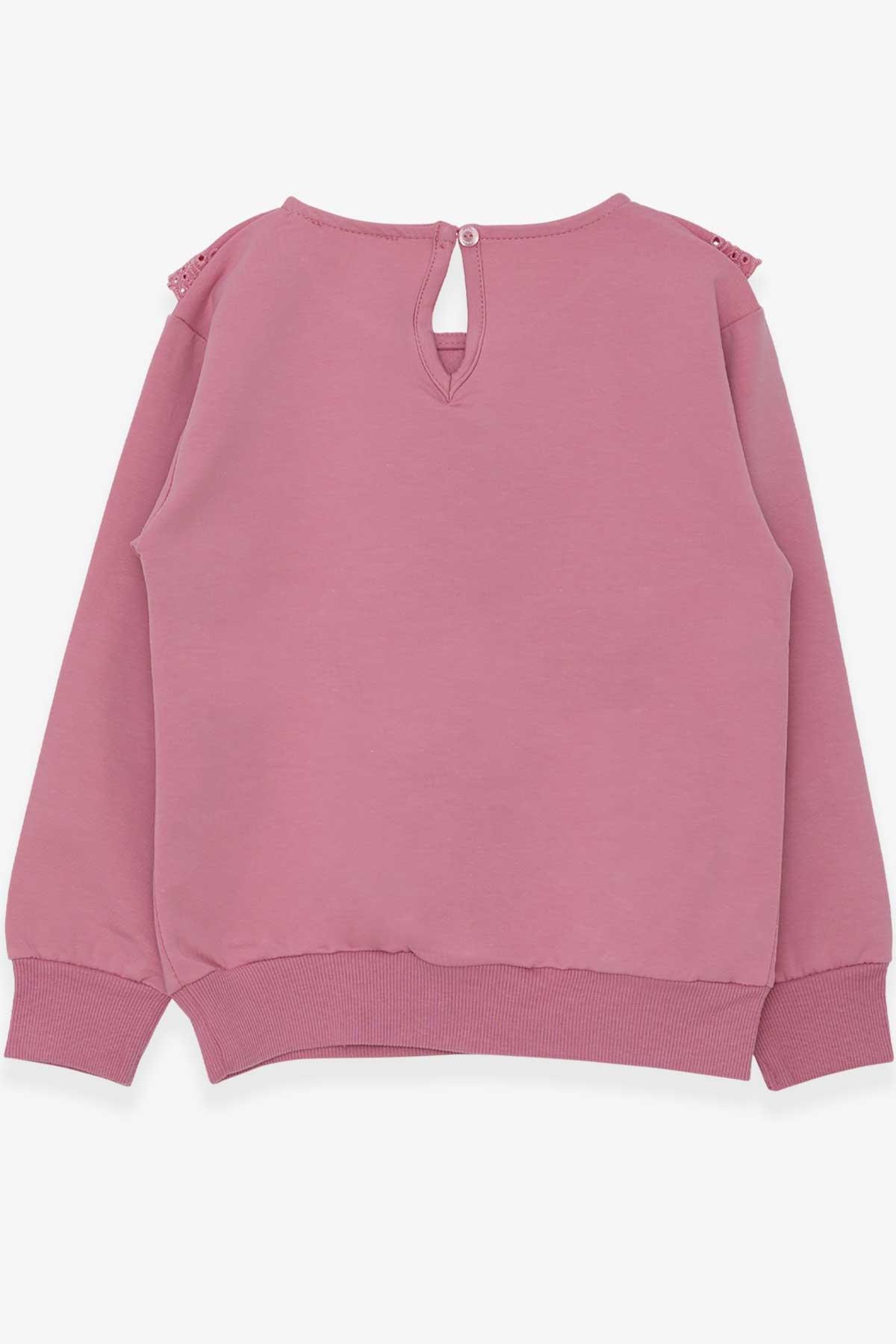 Breeze Kız Çocuk Sweatshirt Yakası Güpürlü Gülkurusu (6-12 Yaş)