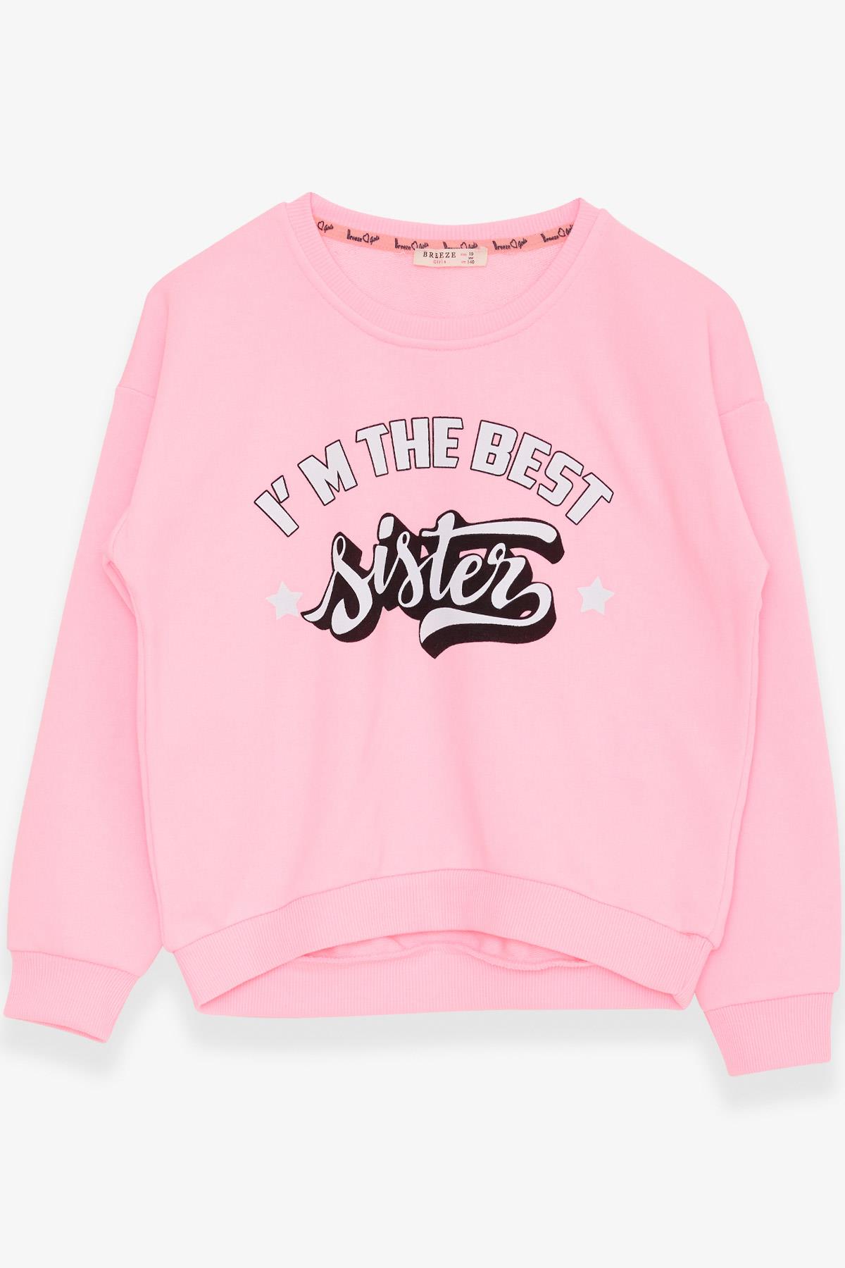 Breeze Kız Çocuk Sweatshirt Yazı Baskılı Neon Pembe (9-14 Yaş)