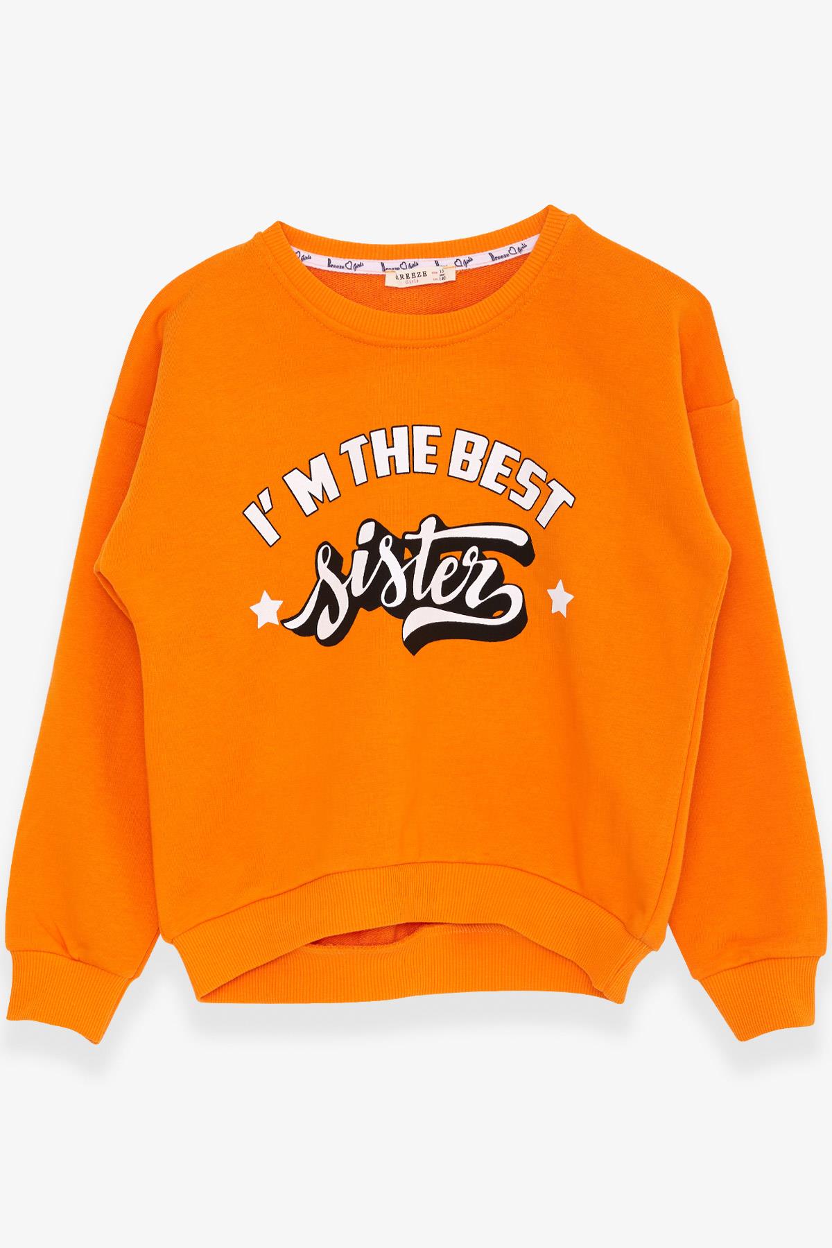 Breeze Kız Çocuk Sweatshirt Yazı Baskılı Turuncu (9-14 Yaş)