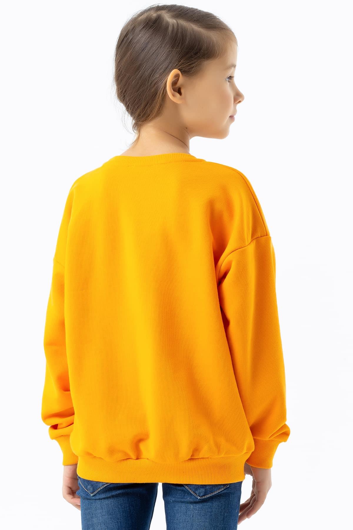 Breeze Kız Çocuk Sweatshirt Yazı Baskılı Turuncu (9-14 Yaş)