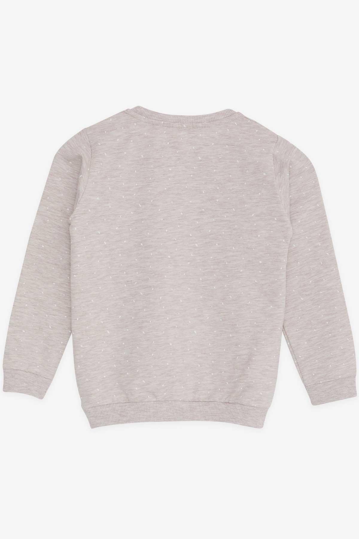 Breeze Kız Çocuk Sweatshirt Yazı Baskılı Desenli Bej Melanj (3-7 Yaş)