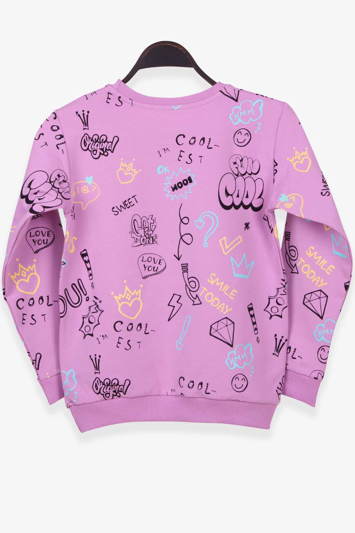 Breeze Kız Çocuk Sweatshirt Yazı Baskılı Eflatun (9-14 Yaş)