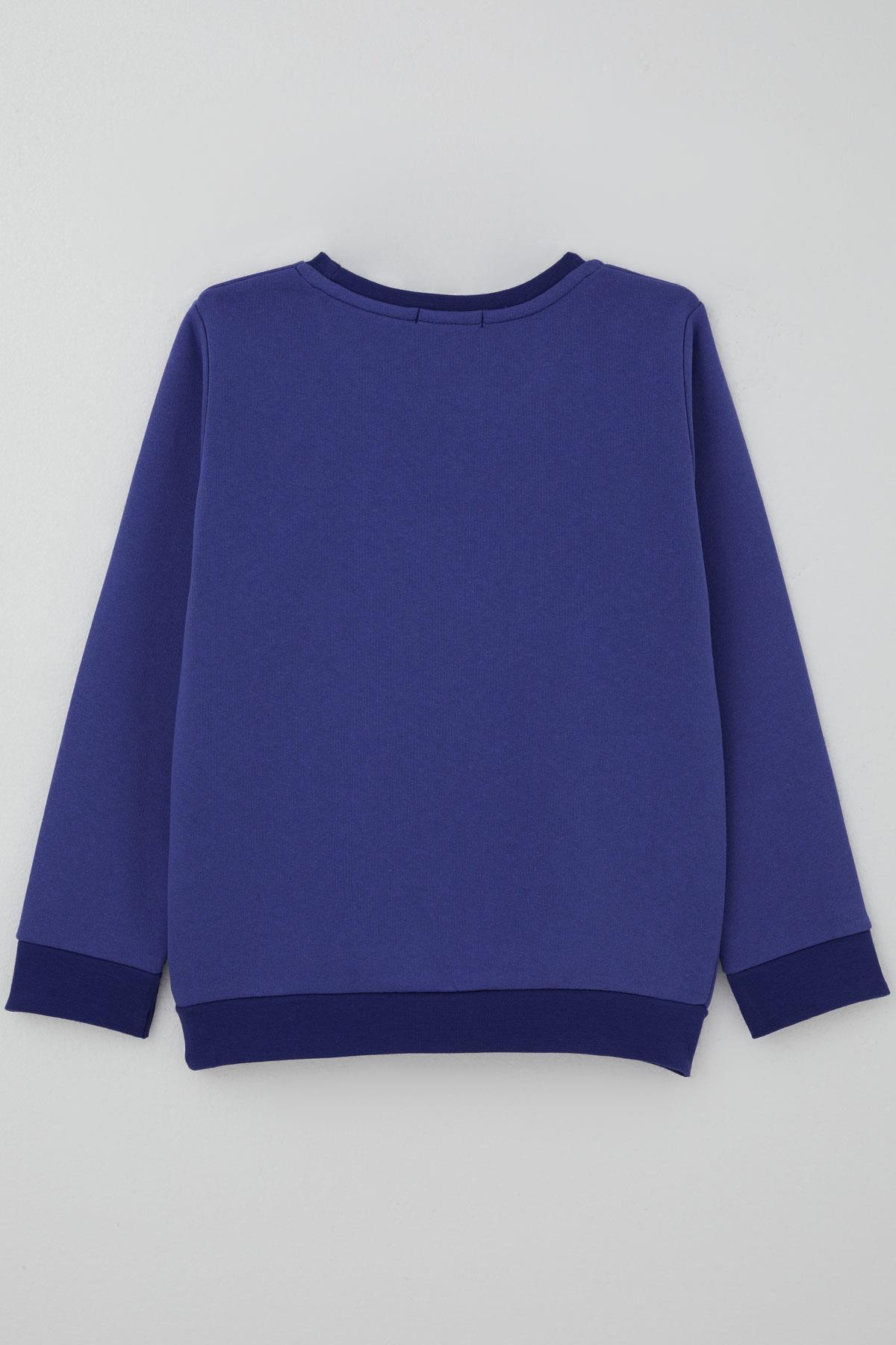 Breeze Kız Çocuk Sweatshirt Yazı Nakış Baskılı Morcivert (5-10 Yaş)