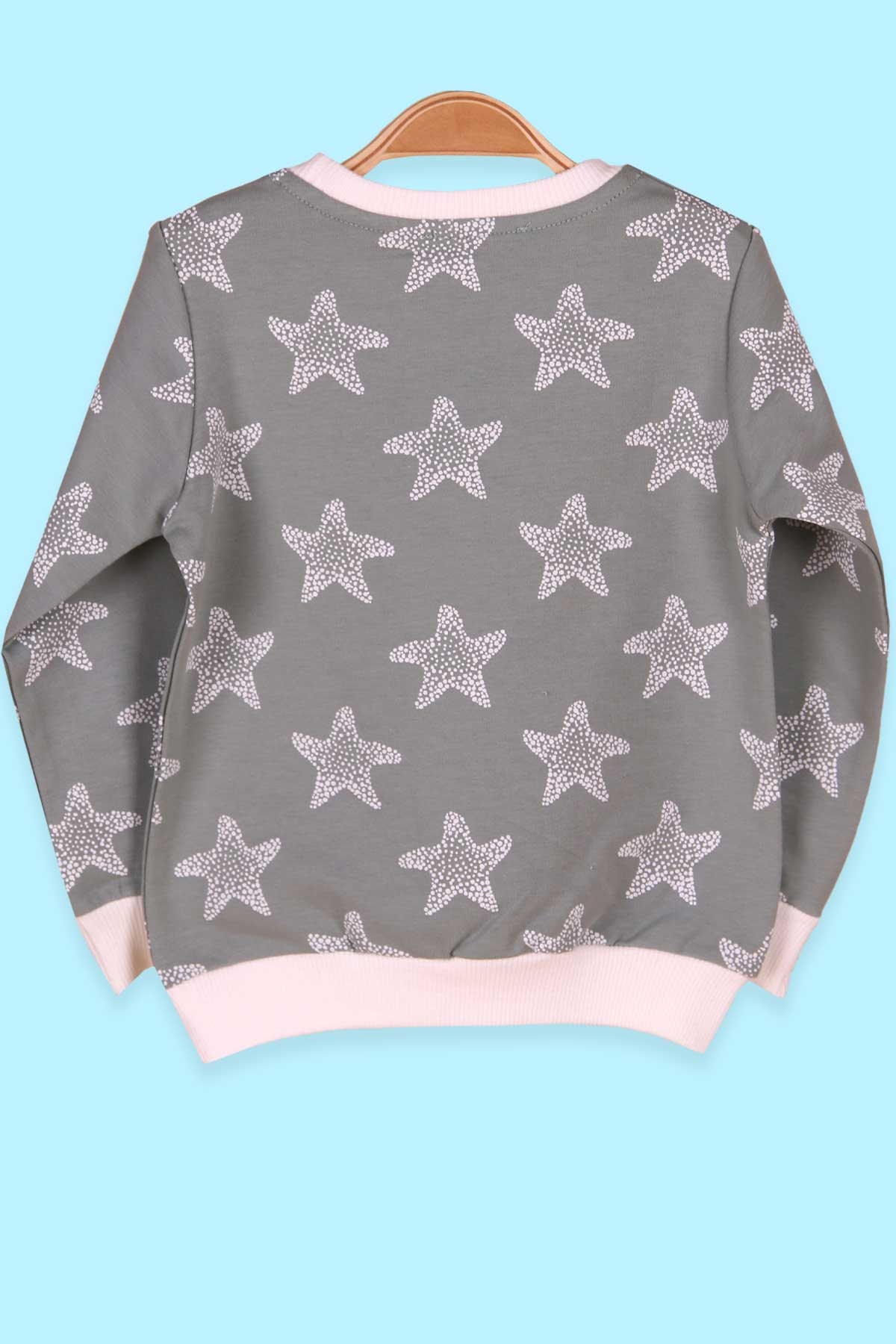Breeze Kız Çocuk Sweatshirt Yıldız Baskılı Su Yeşili (1.5-5 Yaş)