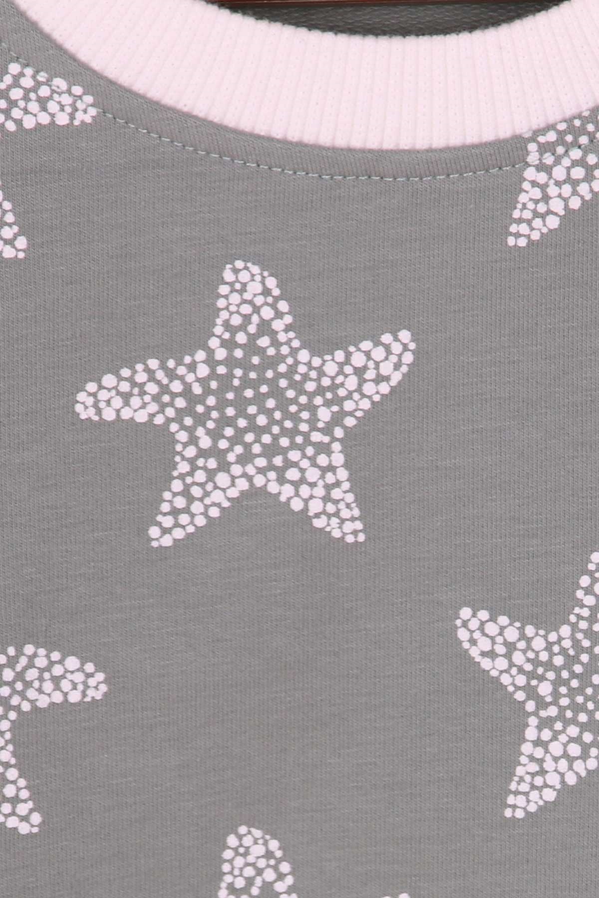 Breeze Kız Çocuk Sweatshirt Yıldız Baskılı Su Yeşili (1.5-5 Yaş)