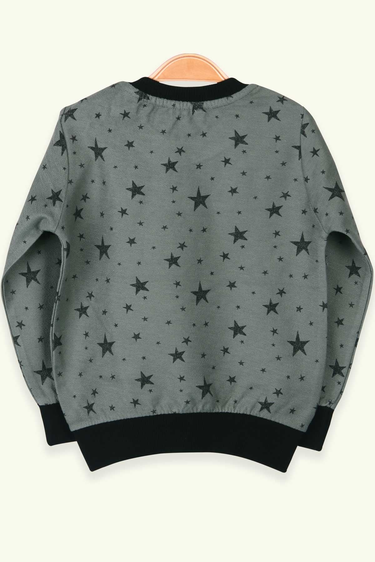 Breeze Kız Çocuk Sweatshirt Yıldız Desenli Petrol Yeşili (2-6 Yaş)