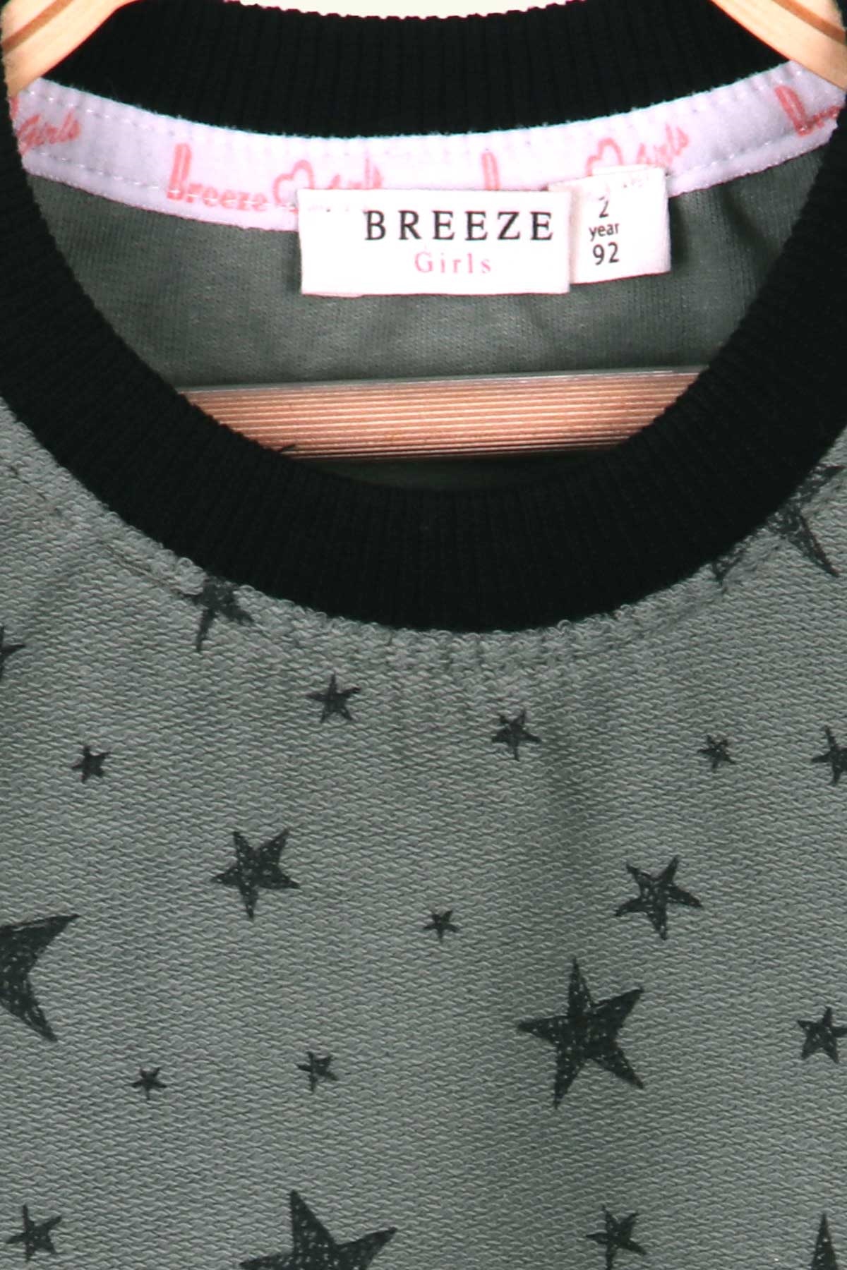 Breeze Kız Çocuk Sweatshirt Yıldız Desenli Petrol Yeşili (2-6 Yaş)
