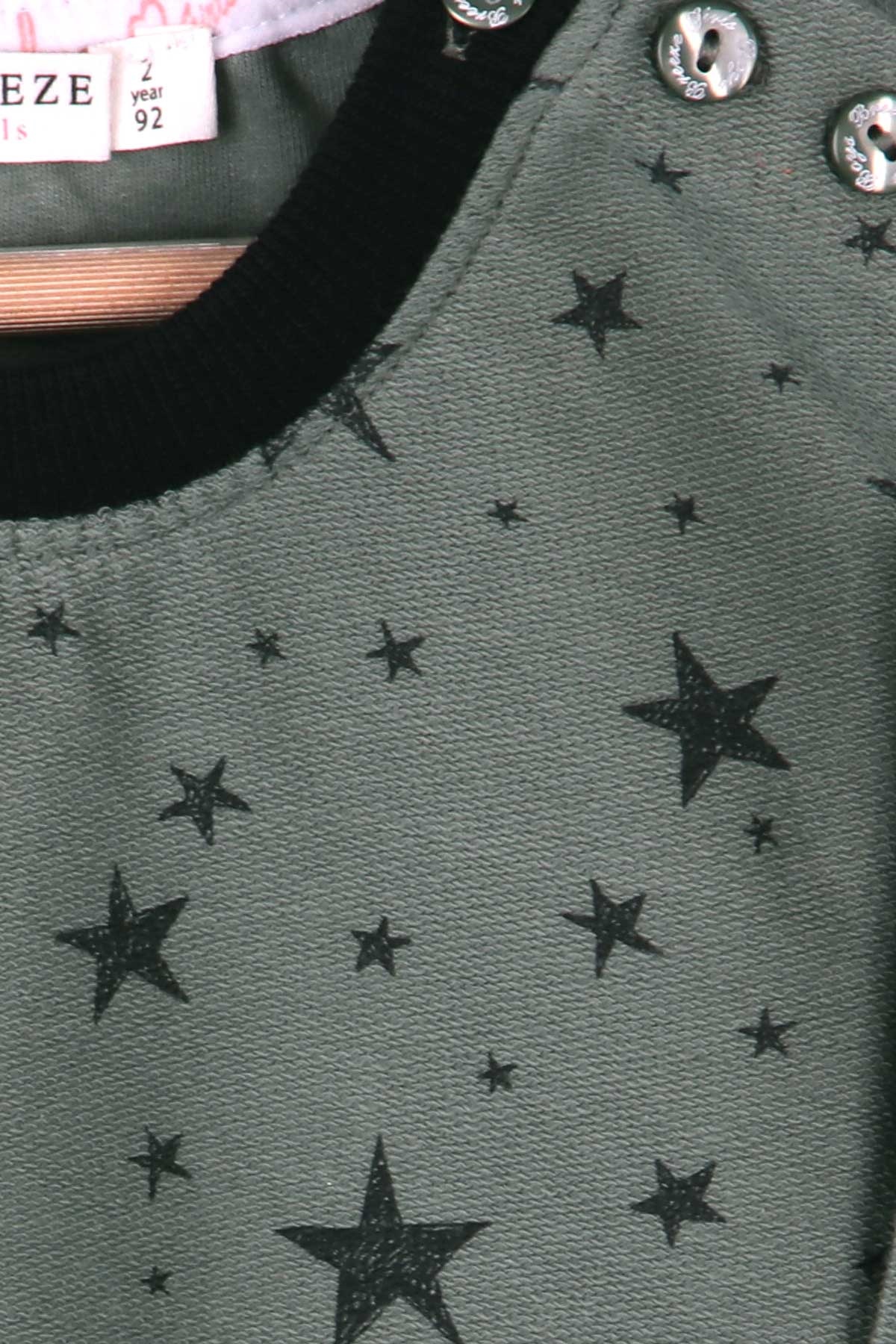 Breeze Kız Çocuk Sweatshirt Yıldız Desenli Petrol Yeşili (2-6 Yaş)
