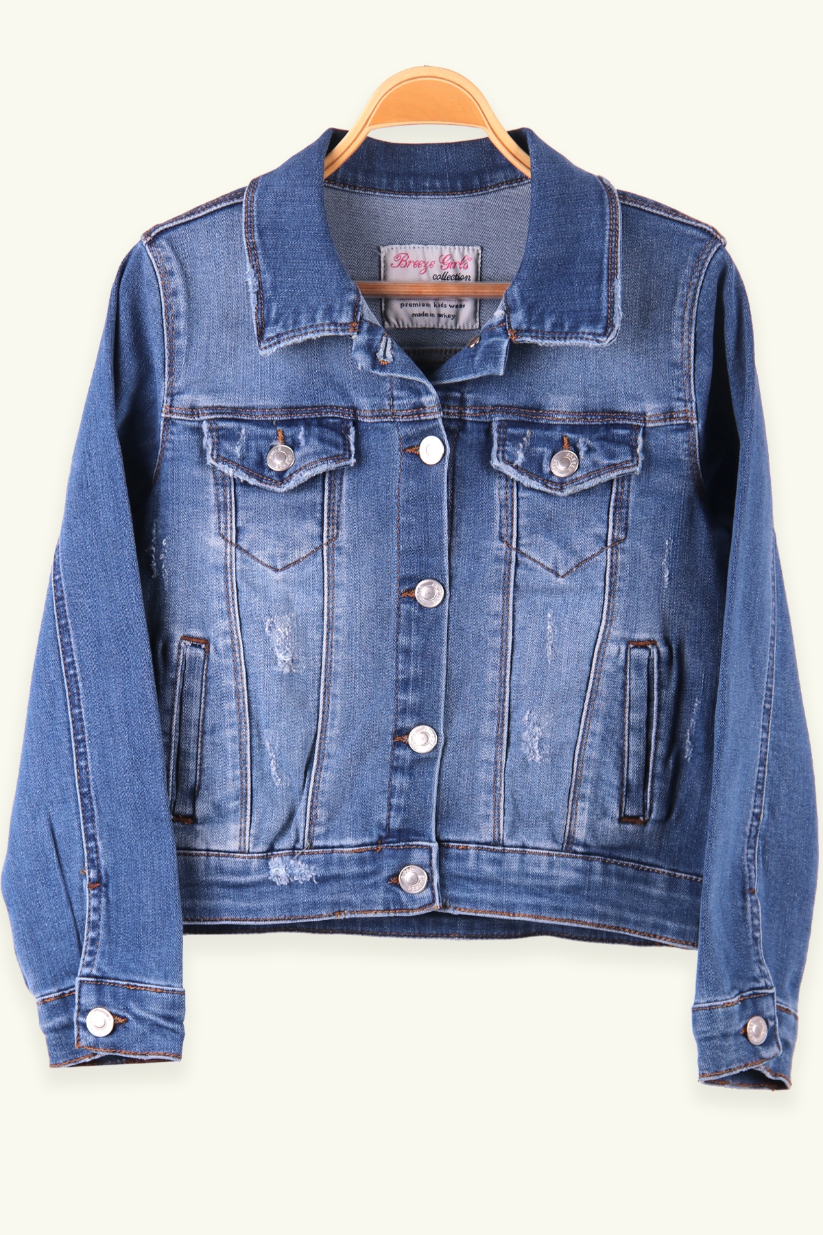 Breeze Kız Çocuk Taşlanmış Ceket Denim Mavi (3-7 Yaş)