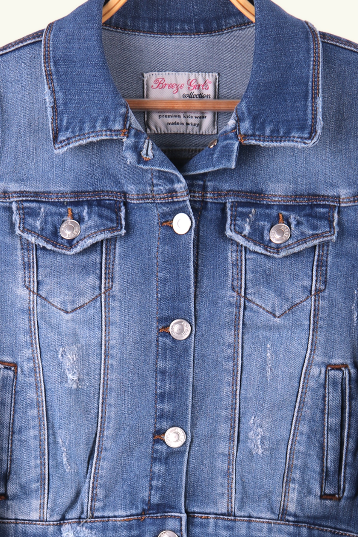 Breeze Kız Çocuk Taşlanmış Ceket Denim Mavi (3-7 Yaş)