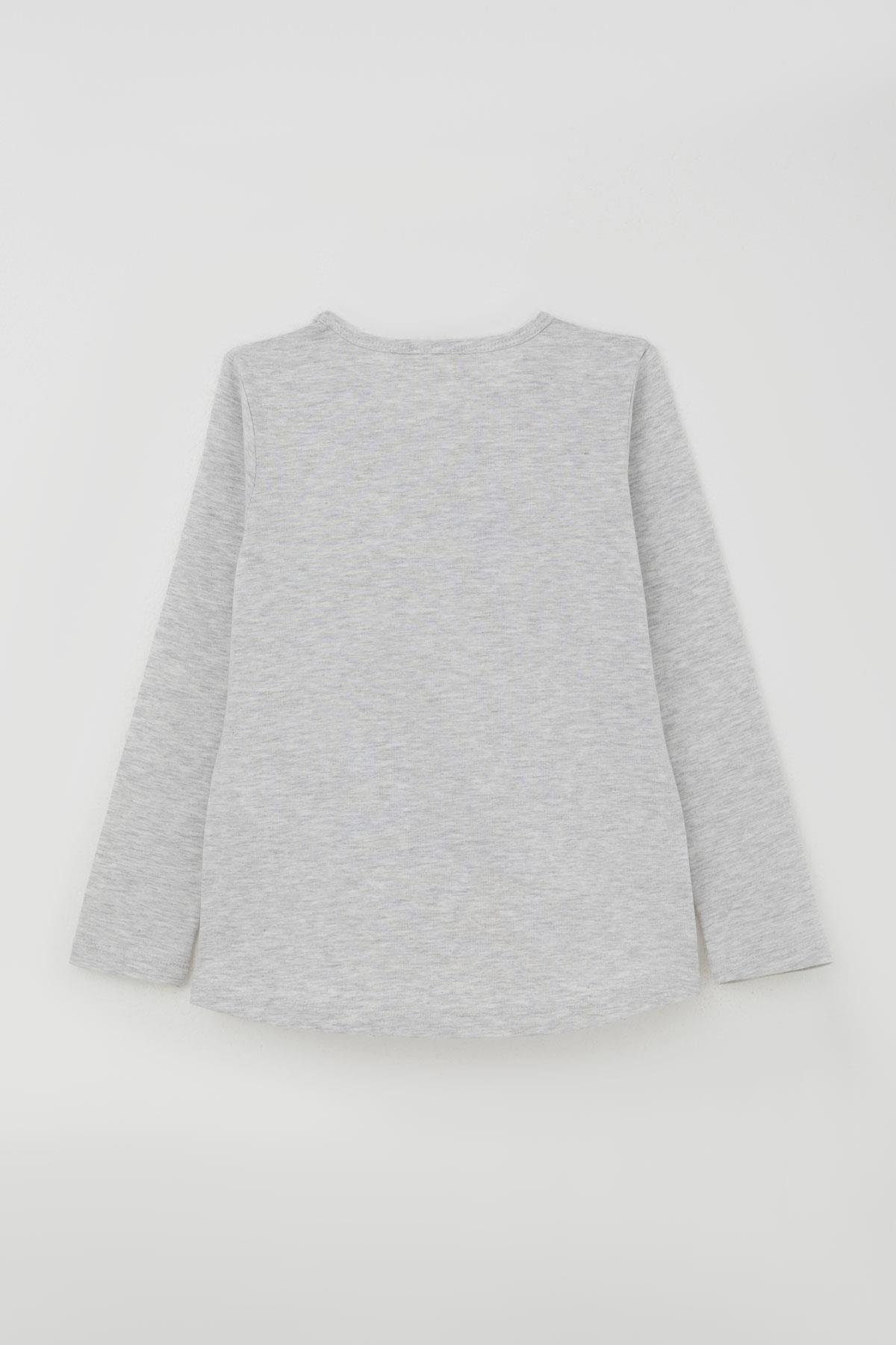 Breeze Kız Çocuk Tatylı Takım Kelebekli Kız Baskılı Açık Gri Melanj (5-10 Yaş)