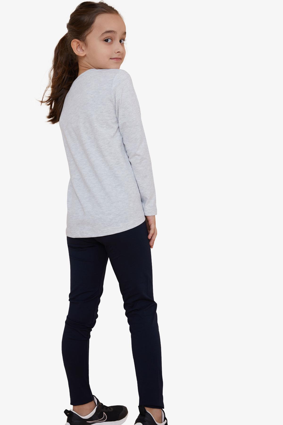 Breeze Kız Çocuk Tatylı Takım Kelebekli Kız Baskılı Açık Gri Melanj (5-10 Yaş)