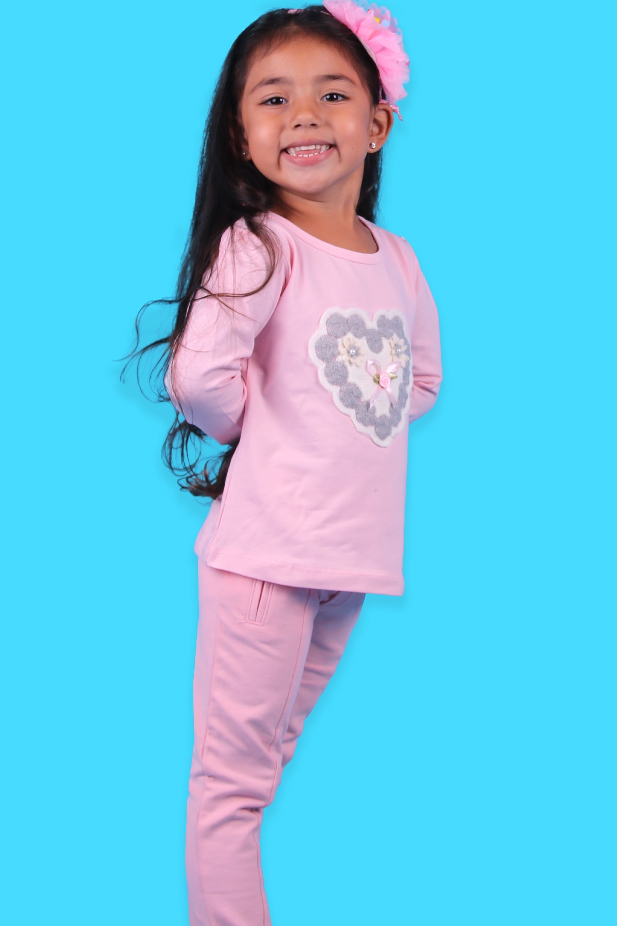 Breeze Kız Çocuk Tayt Basic Cep Desenli Pudra (4-8 Yaş)