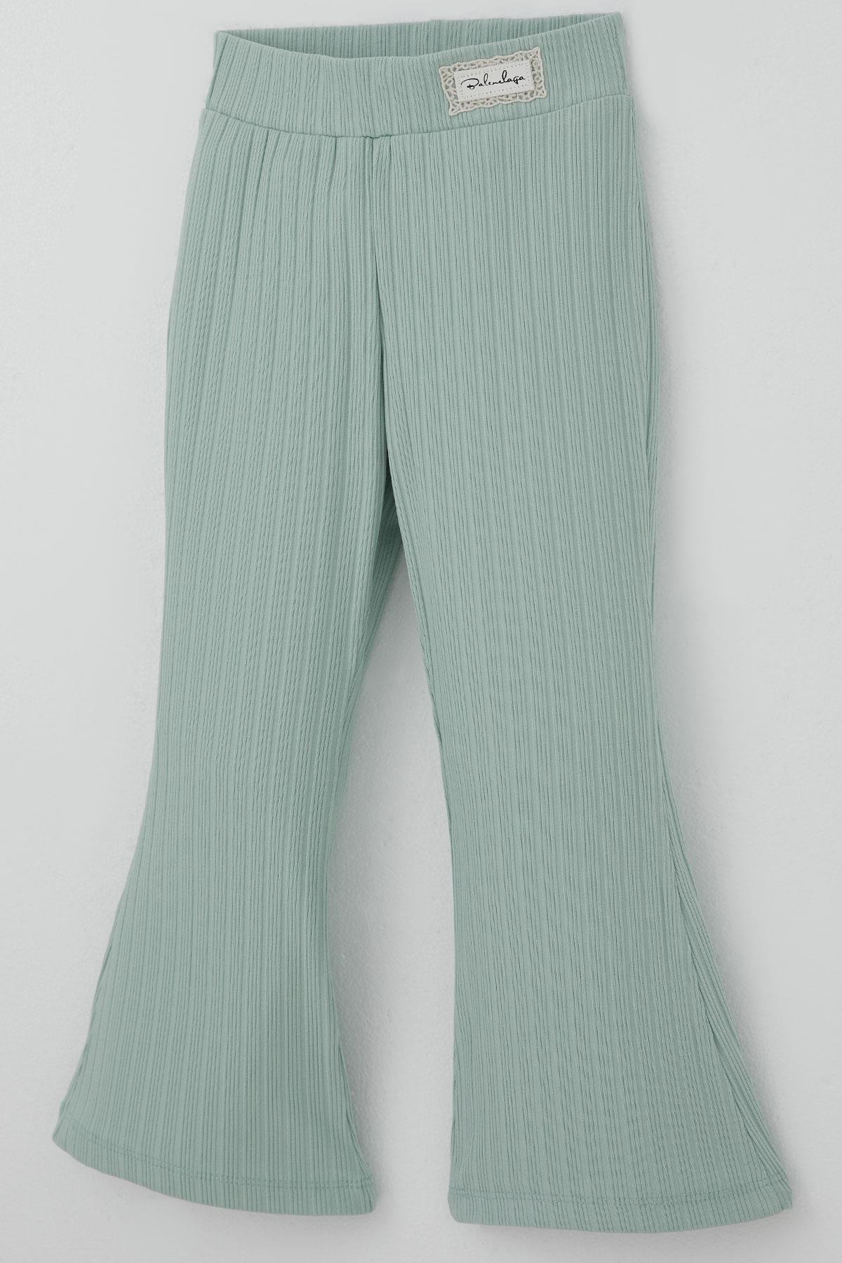 Breeze Kız Çocuk Tayt Bel Kısmı Arma Aksesuar Detaylı Su Yeşili (3-7 Yaş)