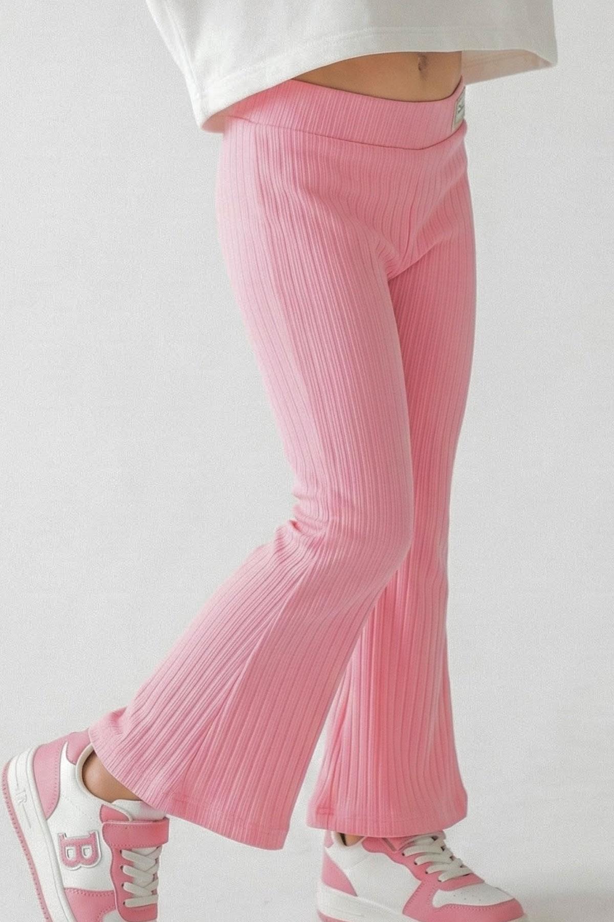 Breeze Kız Çocuk Tayt Bel Kısmı Arma Aksesuar Detaylı Pembe (3-7 Yaş)