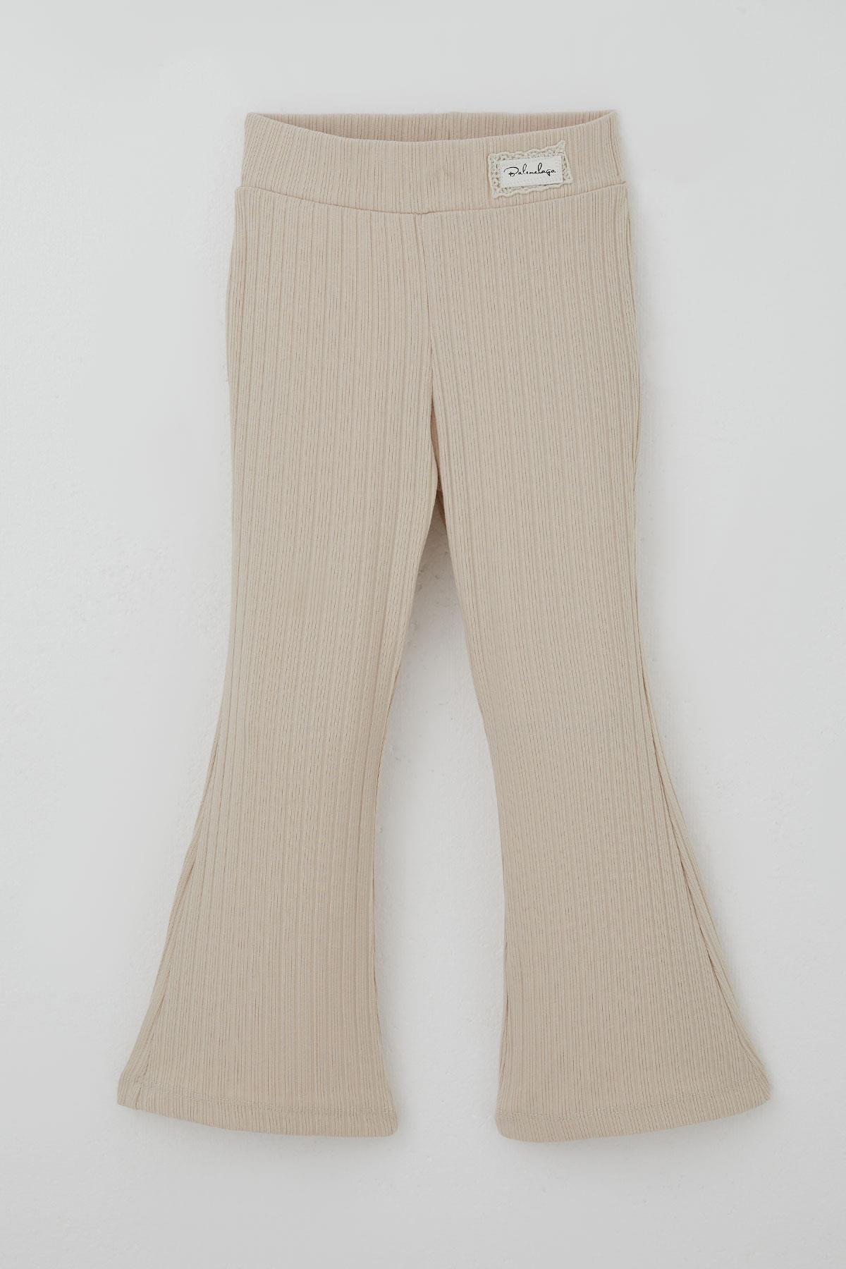 Breeze Kız Çocuk Tayt Bel Kısmı Arma Aksesuar Detaylı Bej (3-7 Yaş)