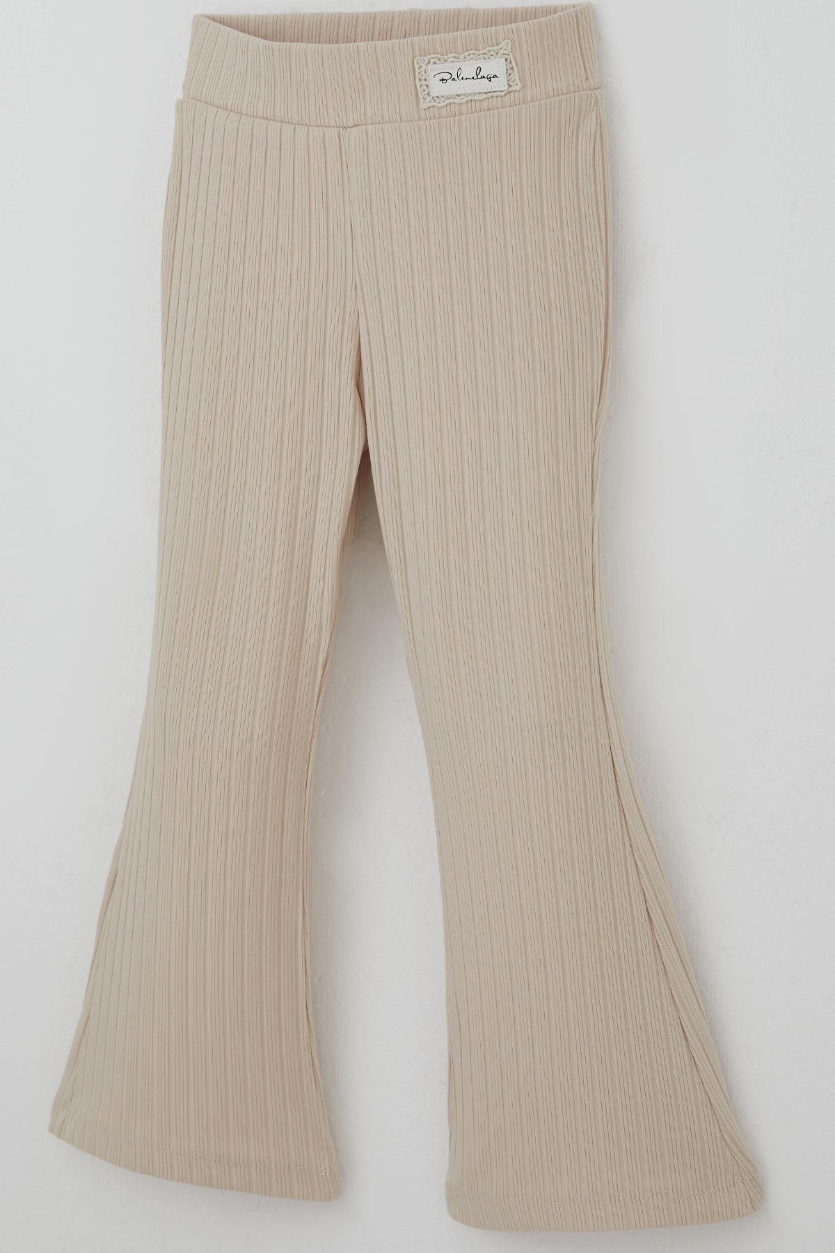 Breeze Kız Çocuk Tayt Bel Kısmı Arma Aksesuar Detaylı Bej (3-7 Yaş)