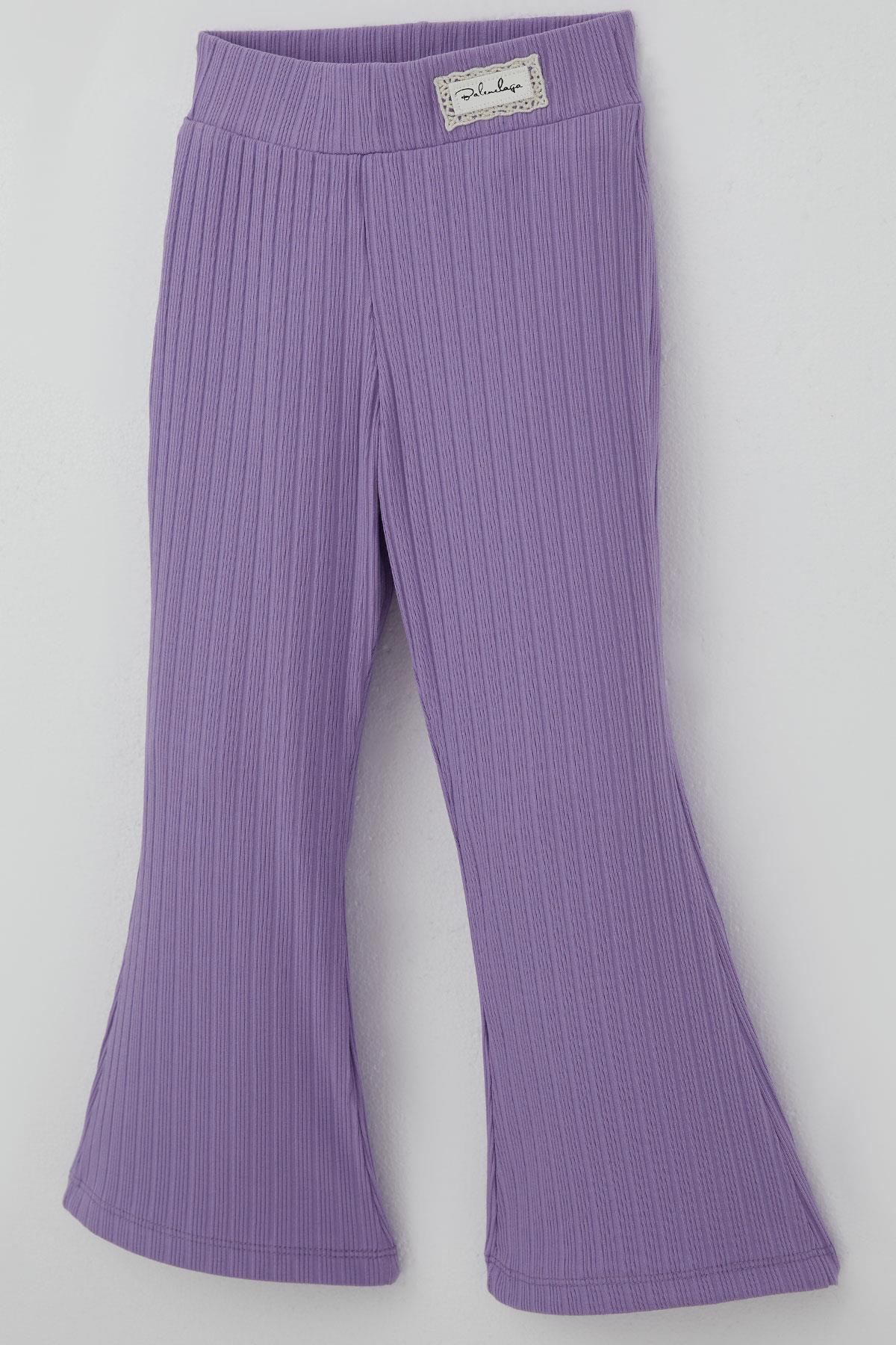 Breeze Kız Çocuk Tayt Bel Kısmı Arma Aksesuar Detaylı Lila (3-7 Yaş)