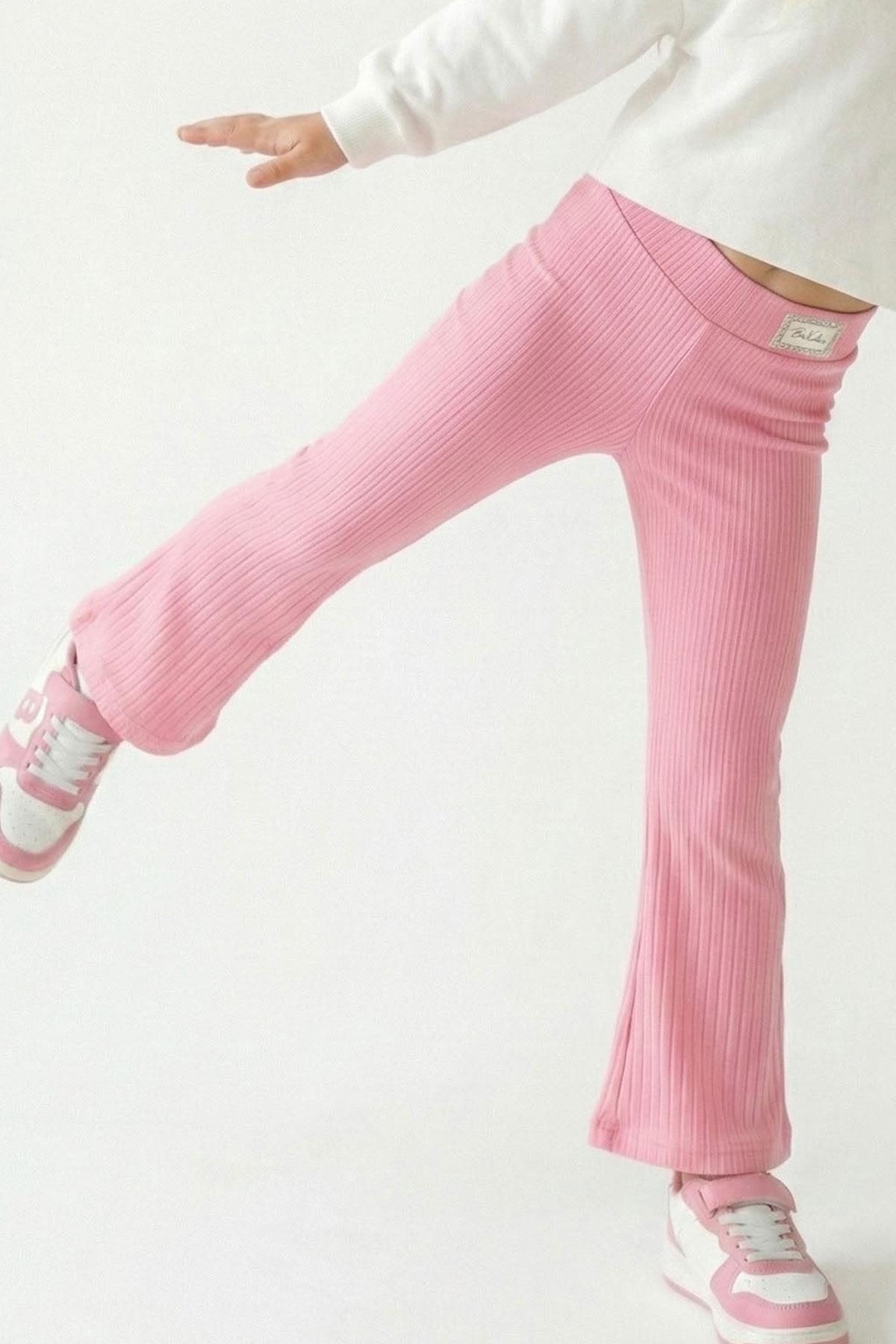 Breeze Kız Çocuk Tayt Bel Kısmı Arma Aksesuar Detaylı Pembe (3-7 Yaş)