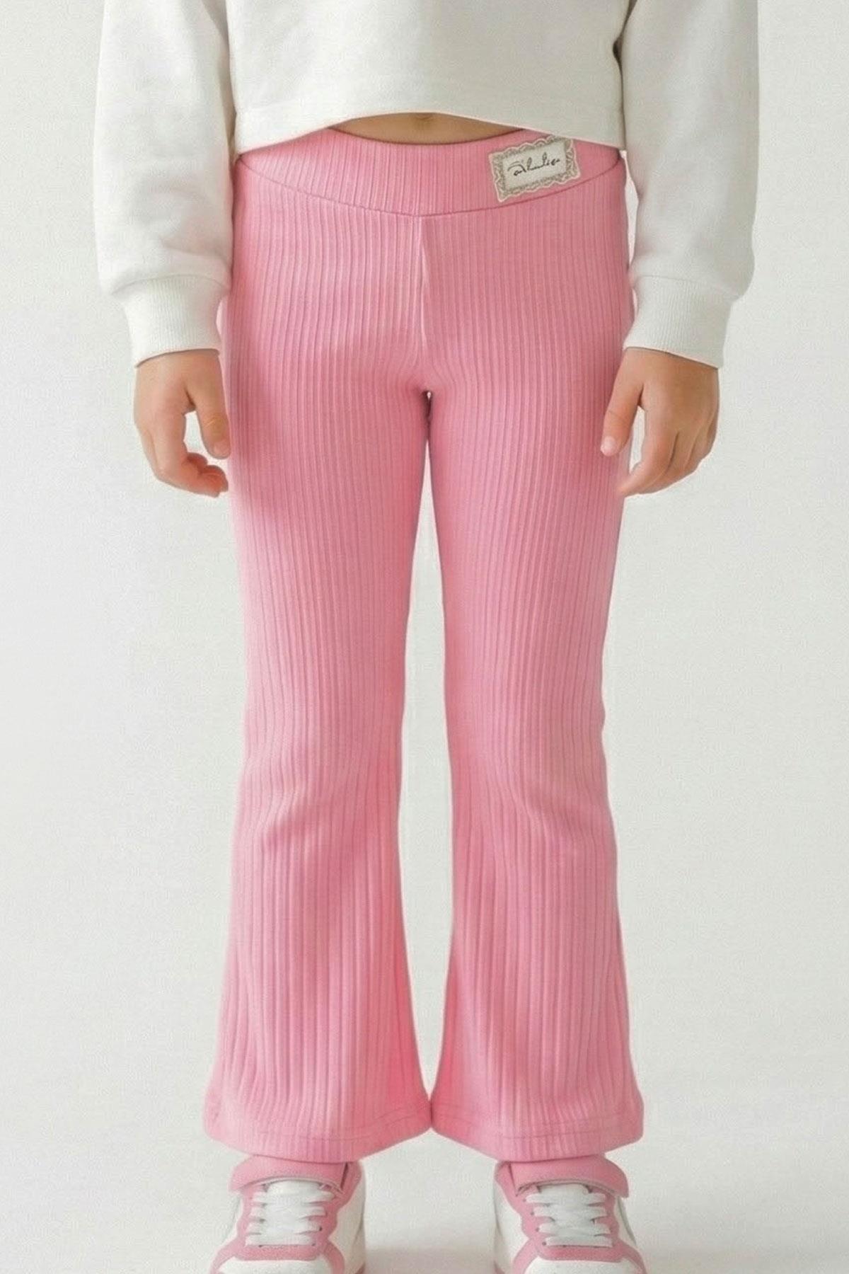 Breeze Kız Çocuk Tayt Bel Kısmı Arma Aksesuar Detaylı Pembe (3-7 Yaş)