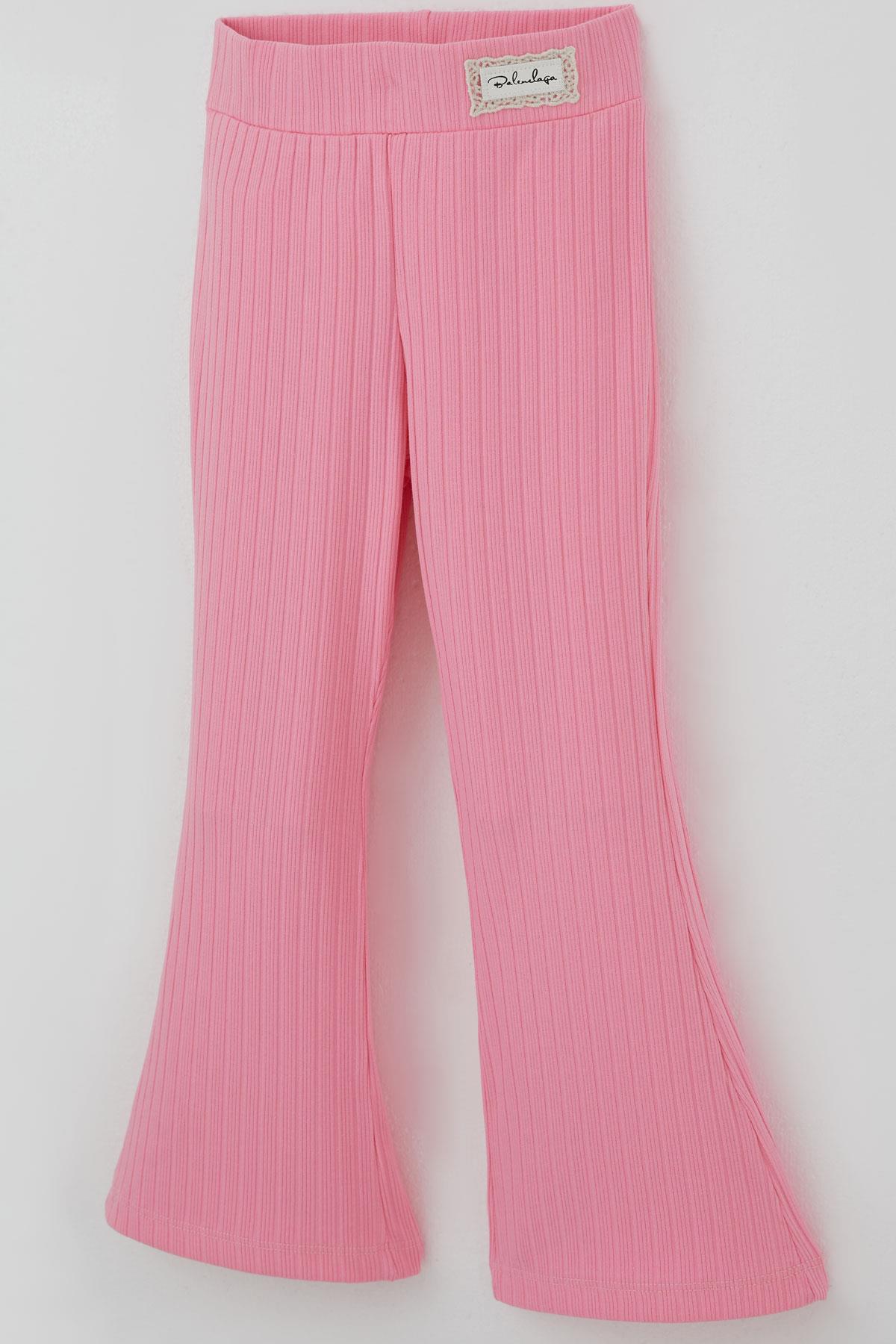 Breeze Kız Çocuk Tayt Bel Kısmı Arma Aksesuar Detaylı Pembe (3-7 Yaş)