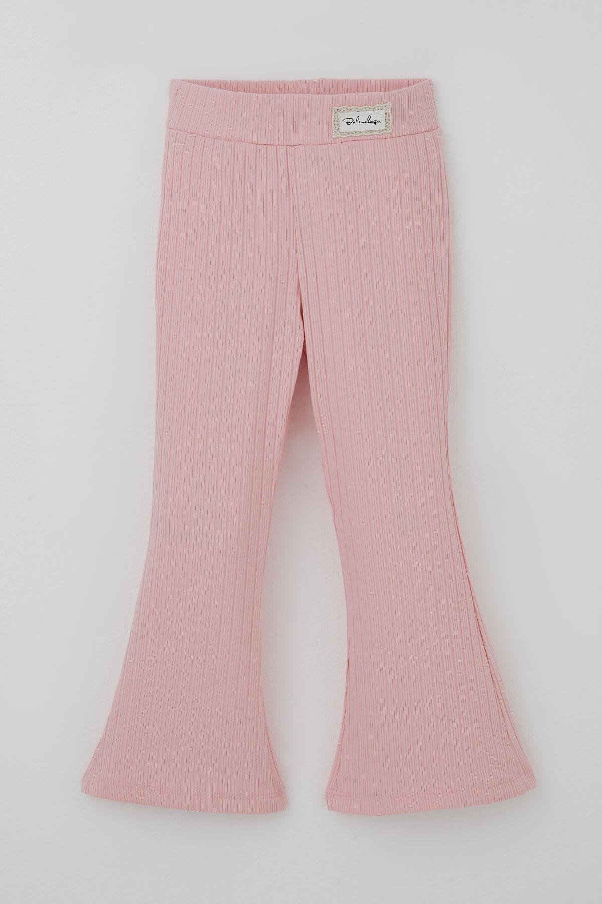 Breeze Kız Çocuk Tayt Bel Kısmı Arma Aksesuar Detaylı Pembe (3-7 Yaş)