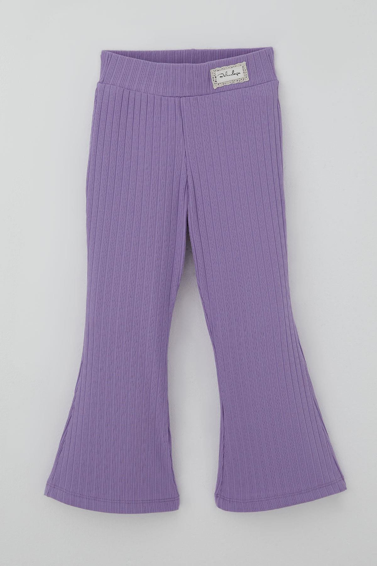 Breeze Kız Çocuk Tayt Bel Kısmı Arma Aksesuar Detaylı Lila (3-7 Yaş)