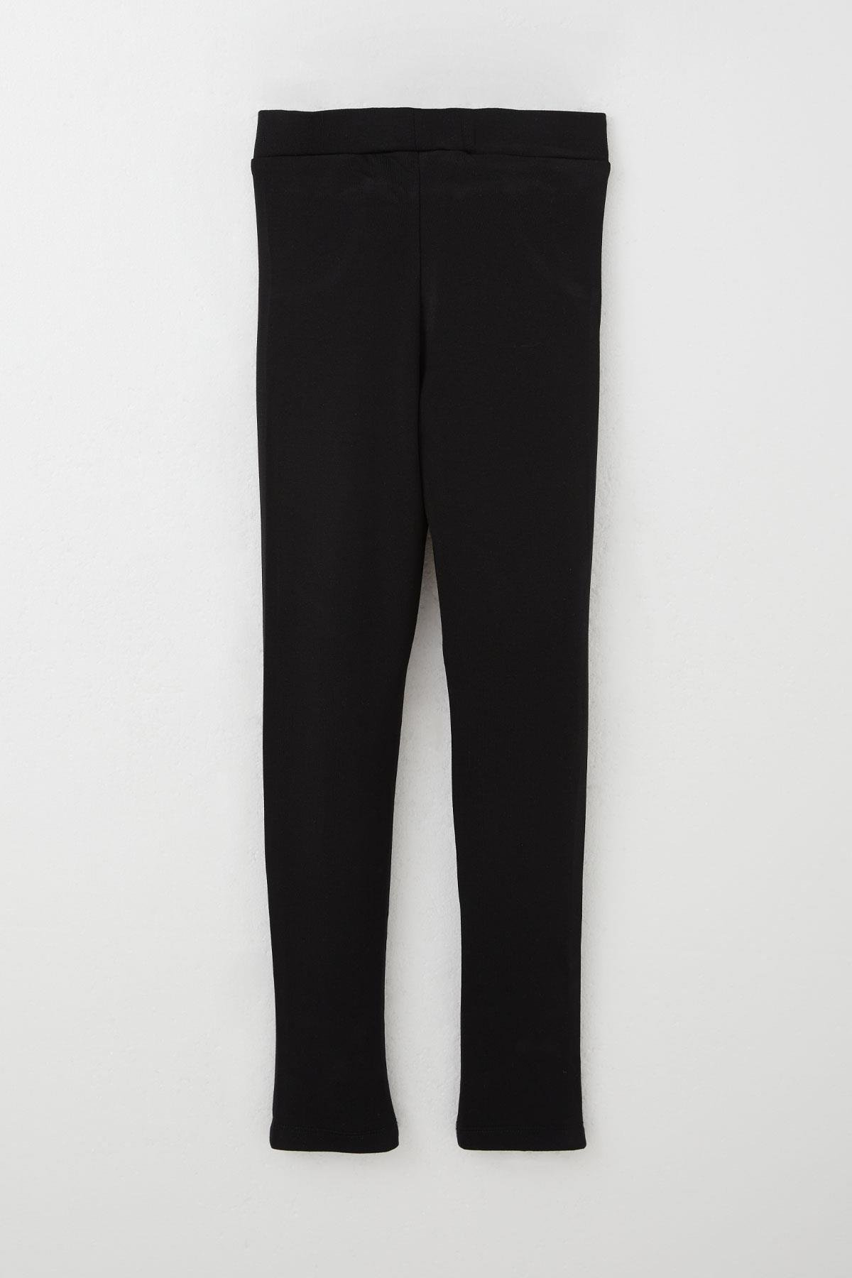 Breeze Kız Çocuk Tayt Cep Kısmı Kontrast Dikiş Detaylı Siyah (7-12 Yaş)