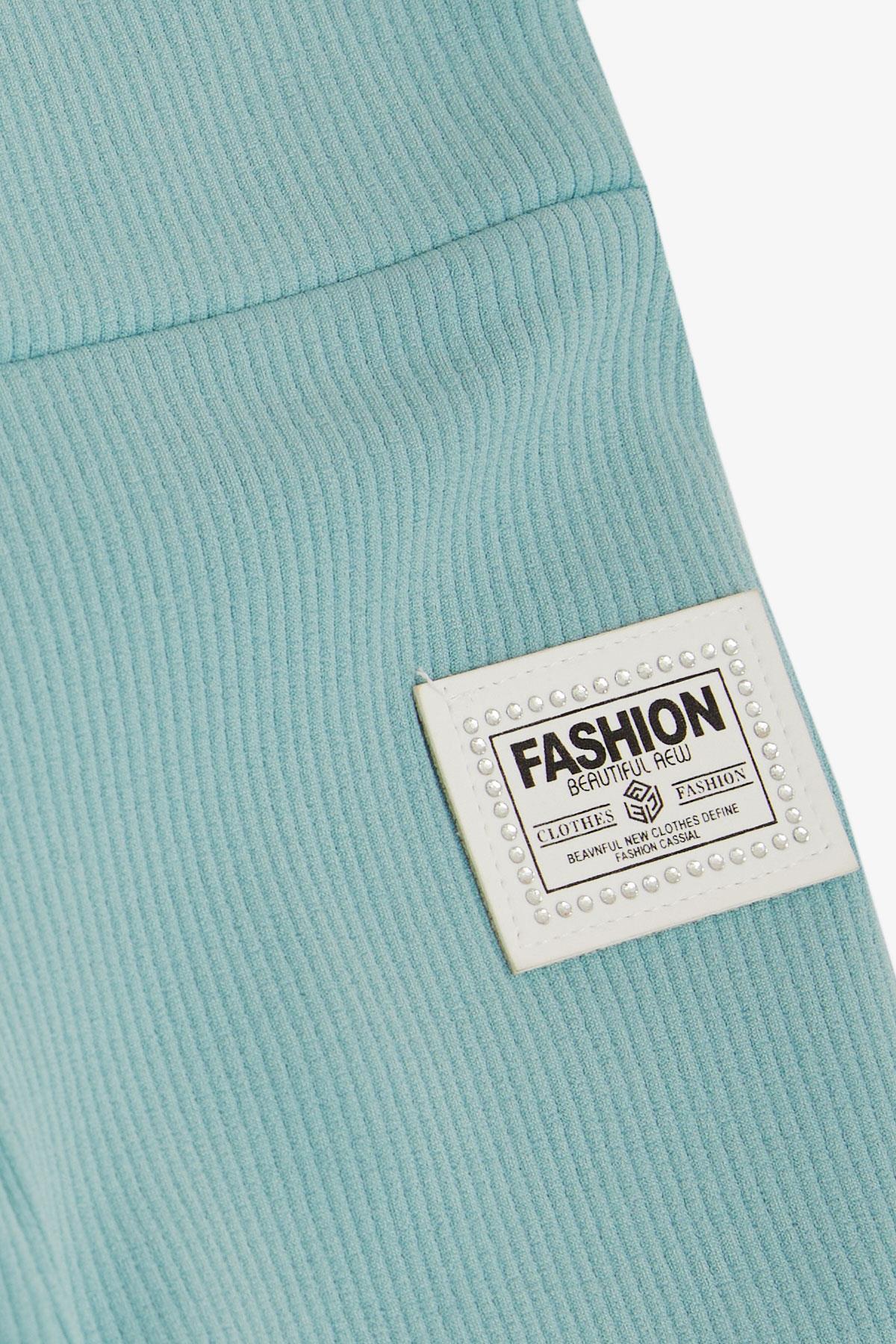 Breeze Kız Çocuk Tayt Fashion Armalı Taşlı Su Yeşili (8-14 Yaş)