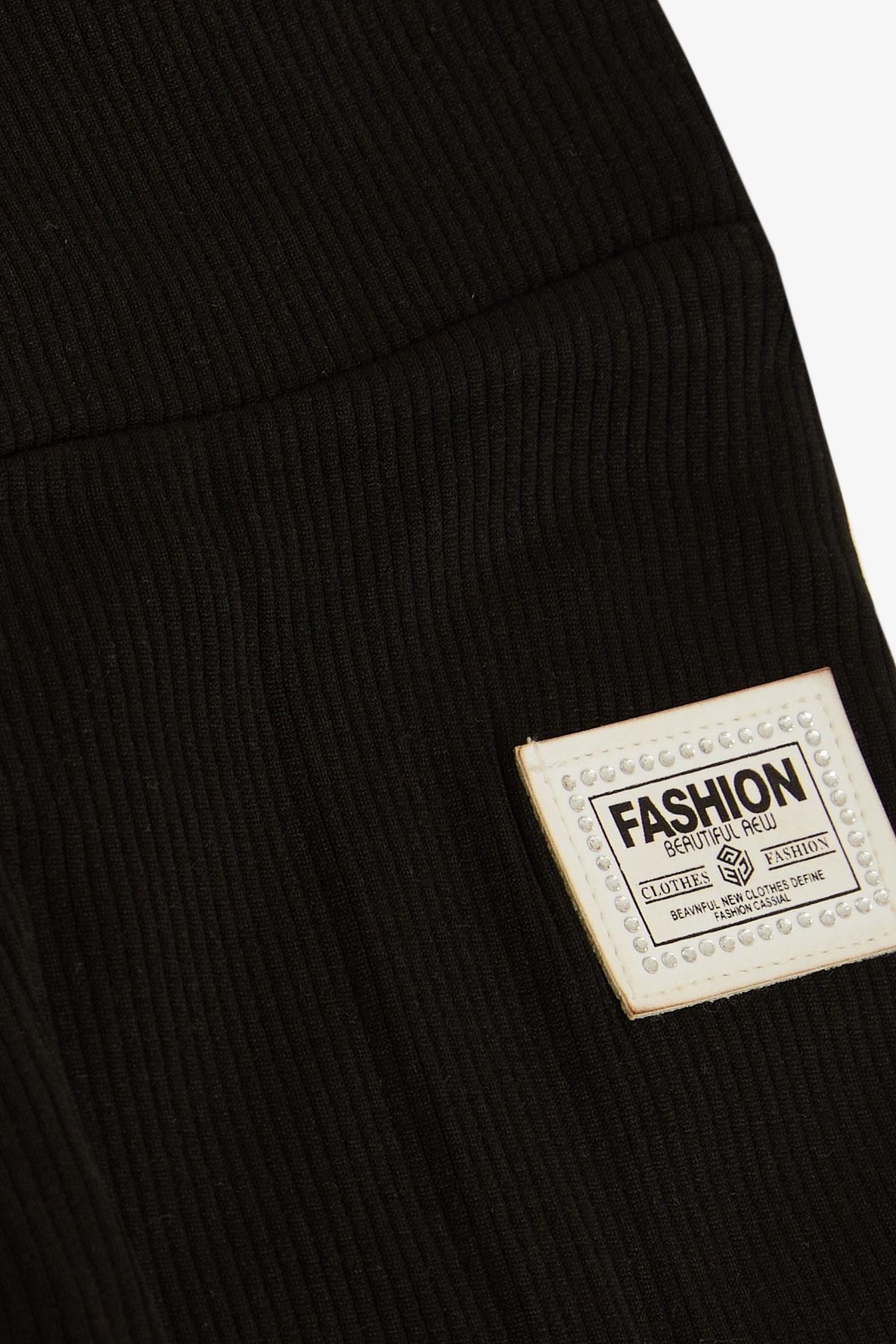Breeze Kız Çocuk Tayt Fashion Armalı Taşlı Siyah (8-14 Yaş)