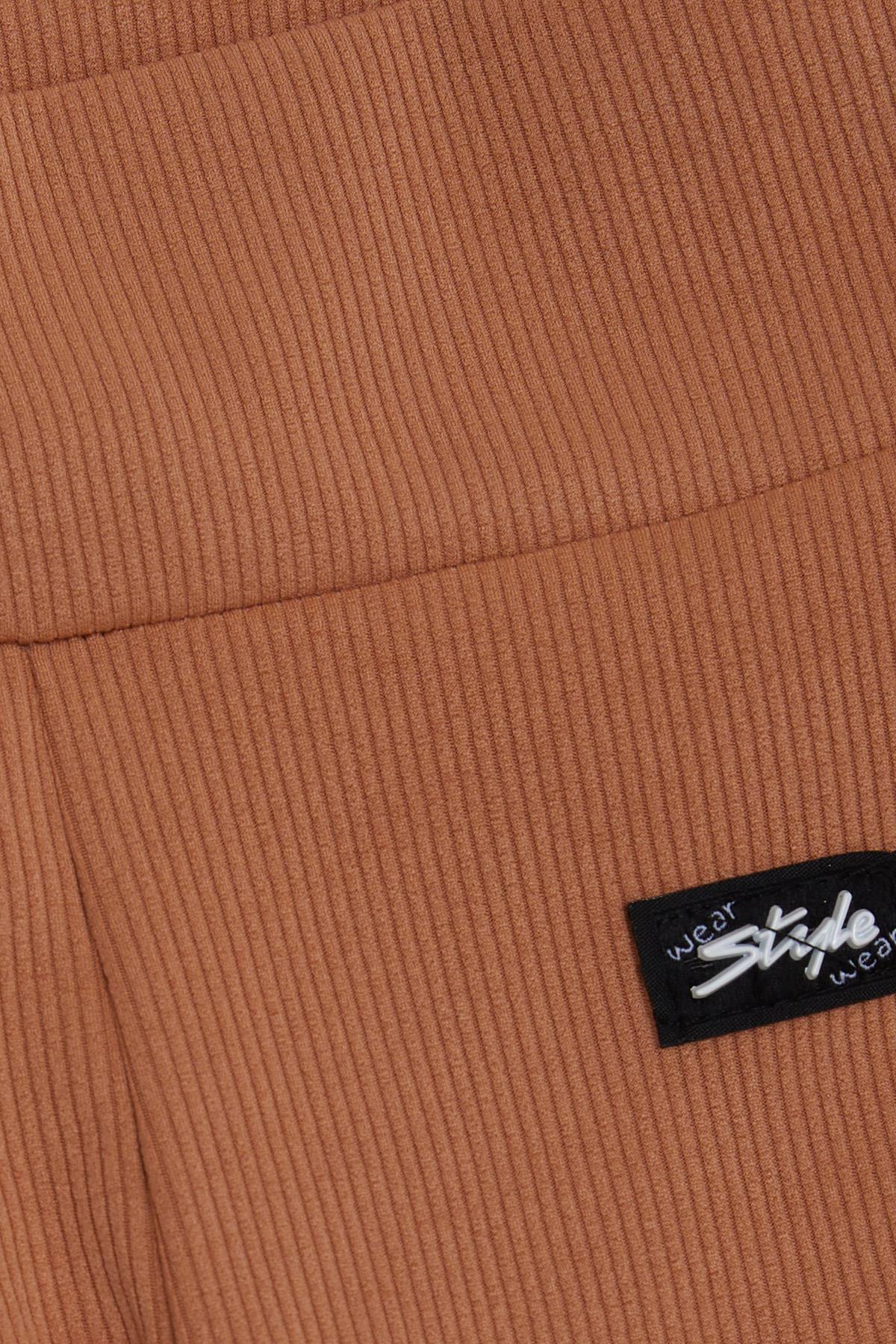 Breeze Kız Çocuk Tayt Fitilli Armalı Açık Kahverengi (8-14 Yaş)