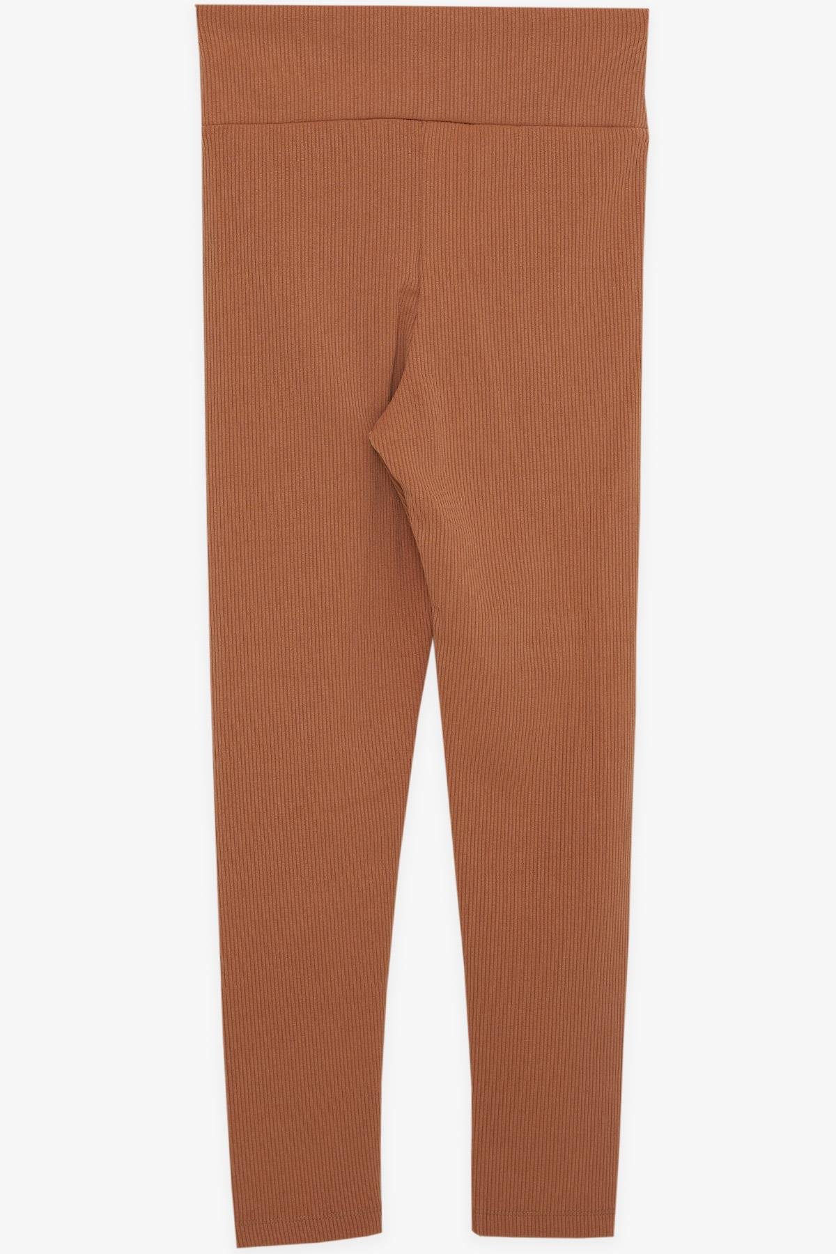 Breeze Kız Çocuk Tayt Fitilli Armalı Açık Kahverengi (8-14 Yaş)