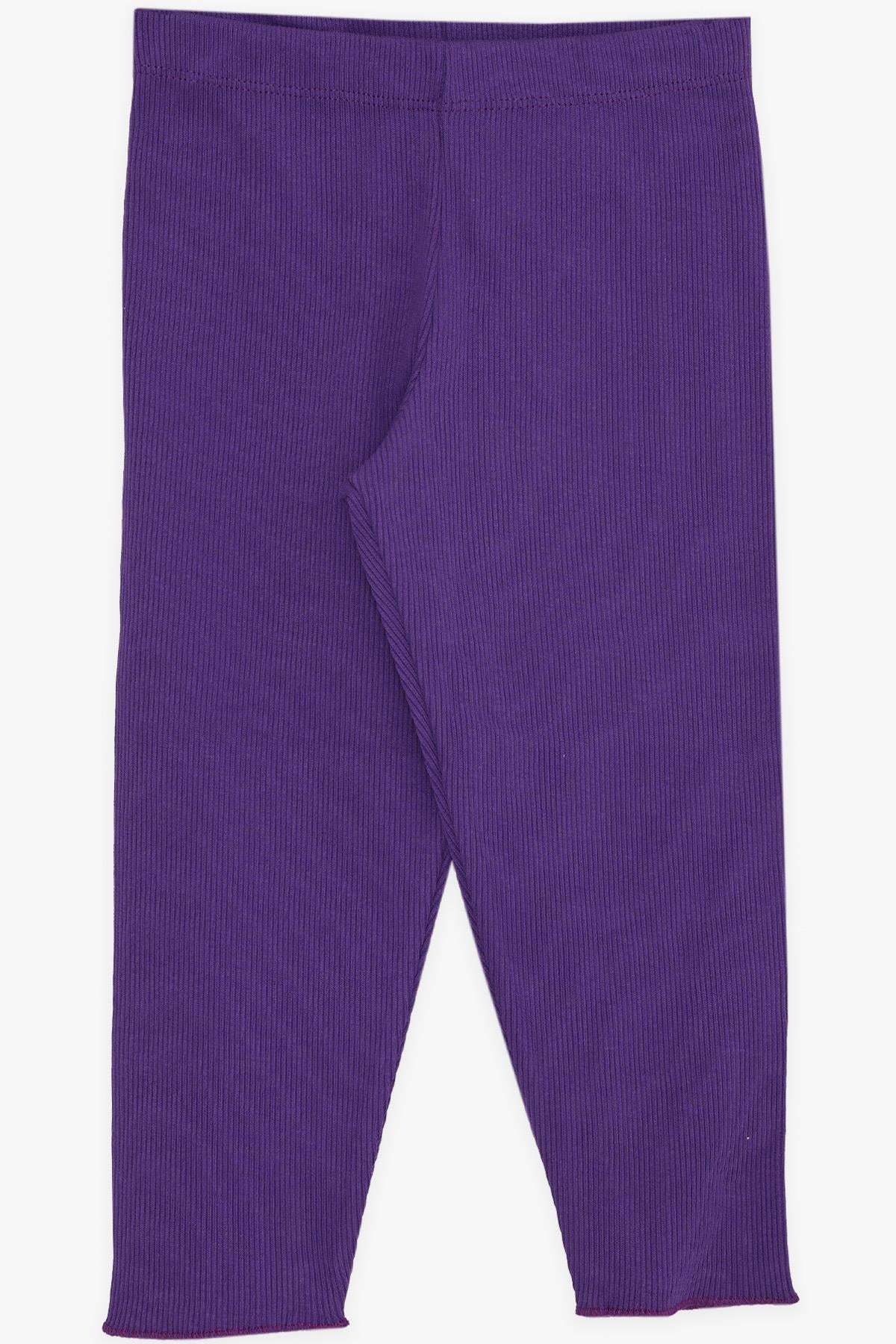 Breeze Kız Çocuk Tayt Fitilli Basic Mor (3-8 Yaş)