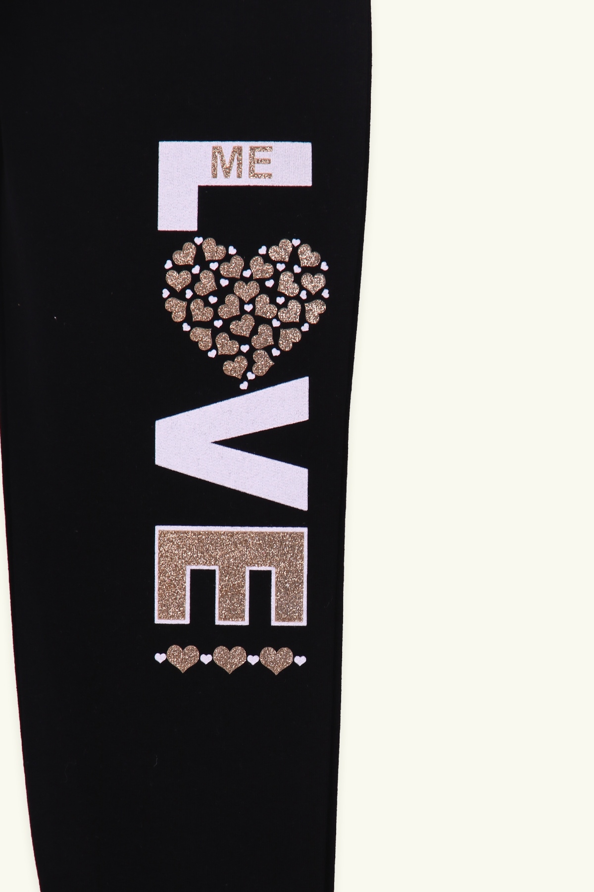 Breeze Kız Çocuk Tayt Gold Baskılı Simli Siyah (8-14 Yaş)