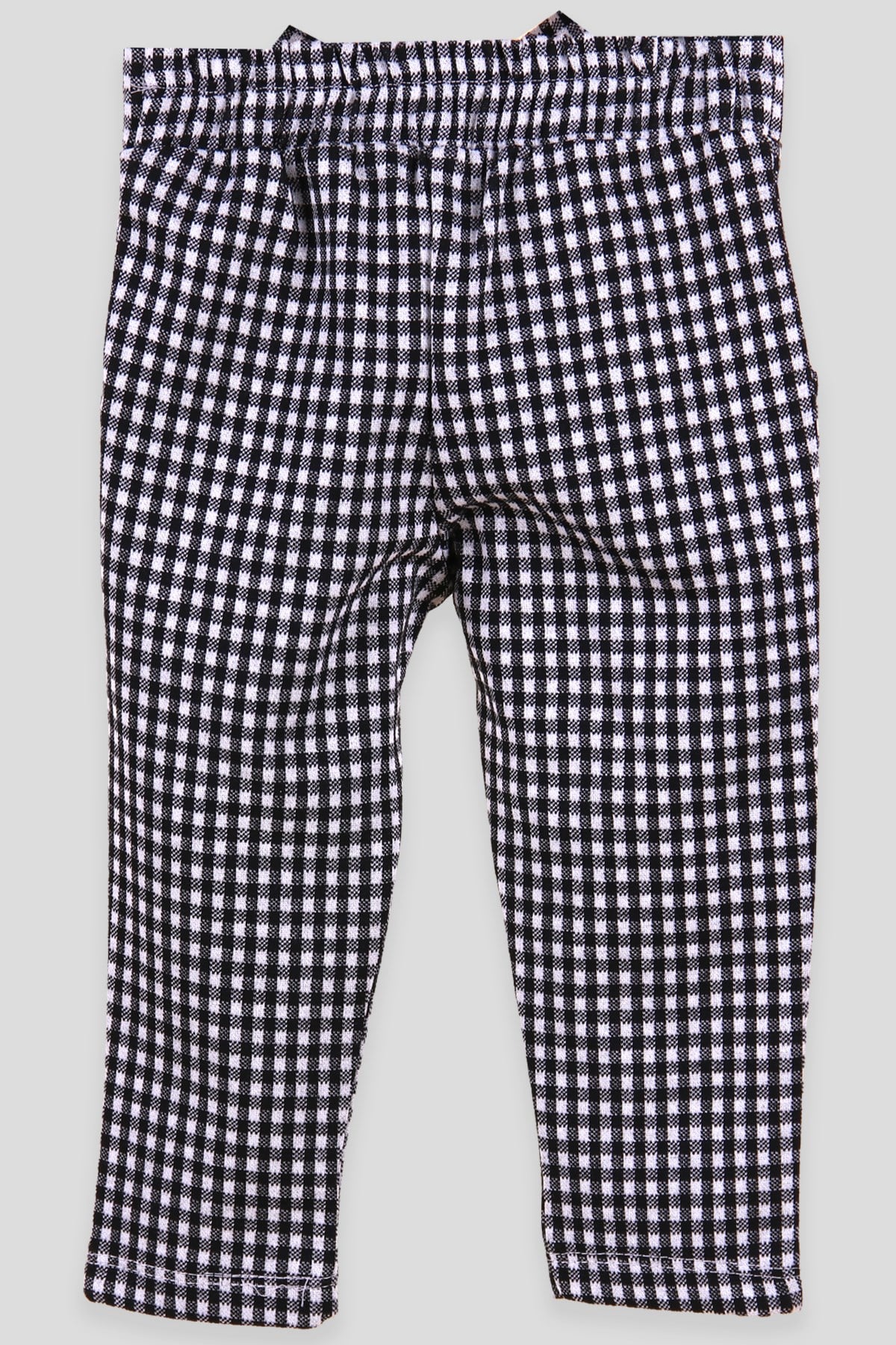 Breeze Kız Çocuk Tayt Pantalon Ekoseli Fiyonklu Siyah (1-4 Yaş)