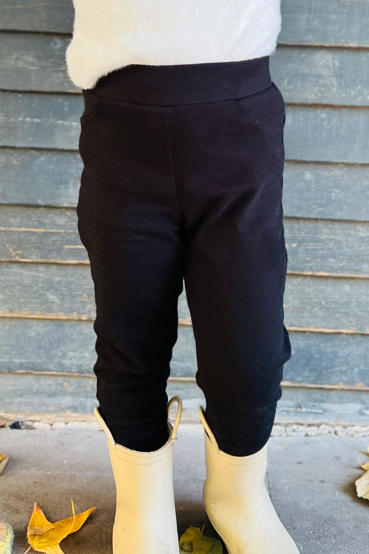 Breeze Kız Çocuk Tayt Pantolon Arkası Cepli Siyah (2-6 Yaş)