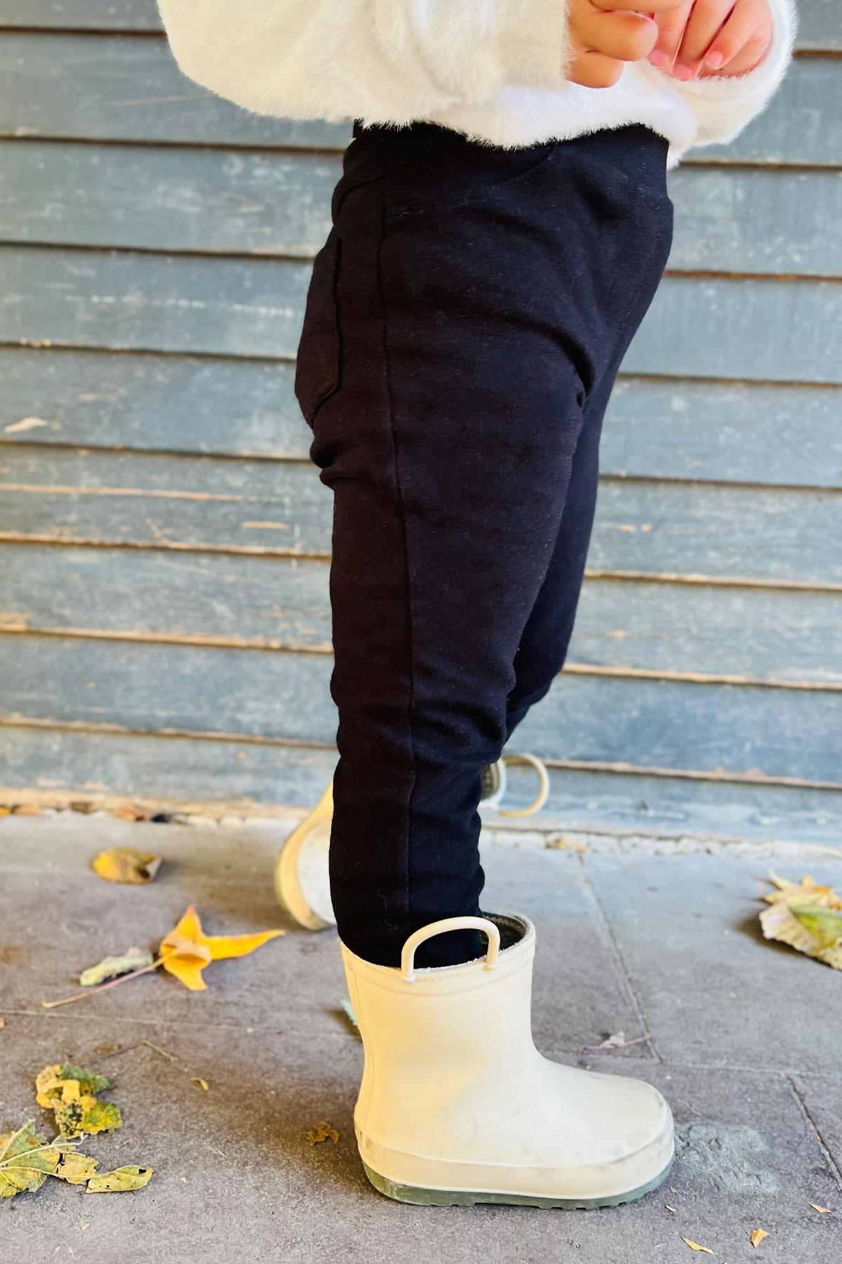 Breeze Kız Çocuk Tayt Pantolon Arkası Cepli Siyah (2-6 Yaş)