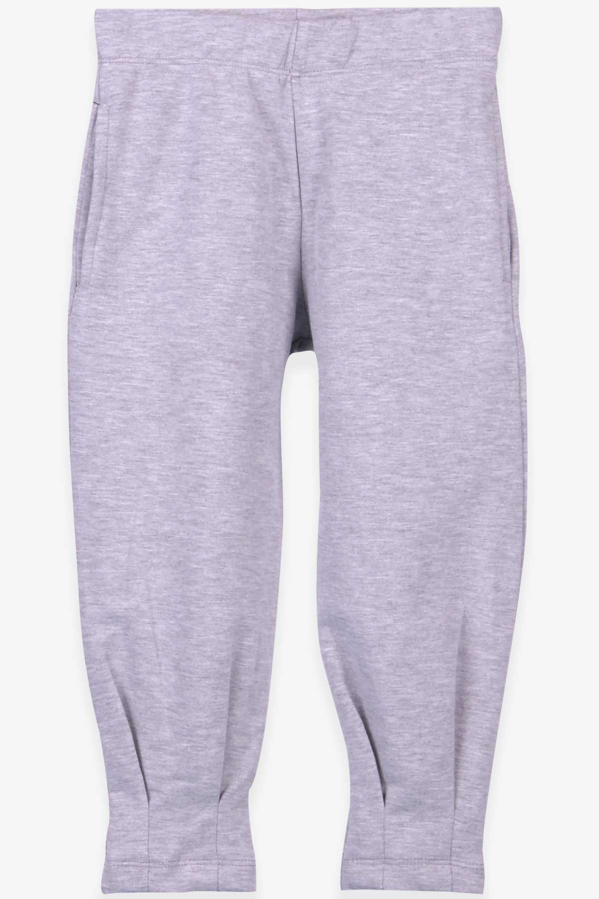 Breeze Kız Çocuk Tayt Pantolon Basic Cepli Gri Melanj (3-8 Yaş)