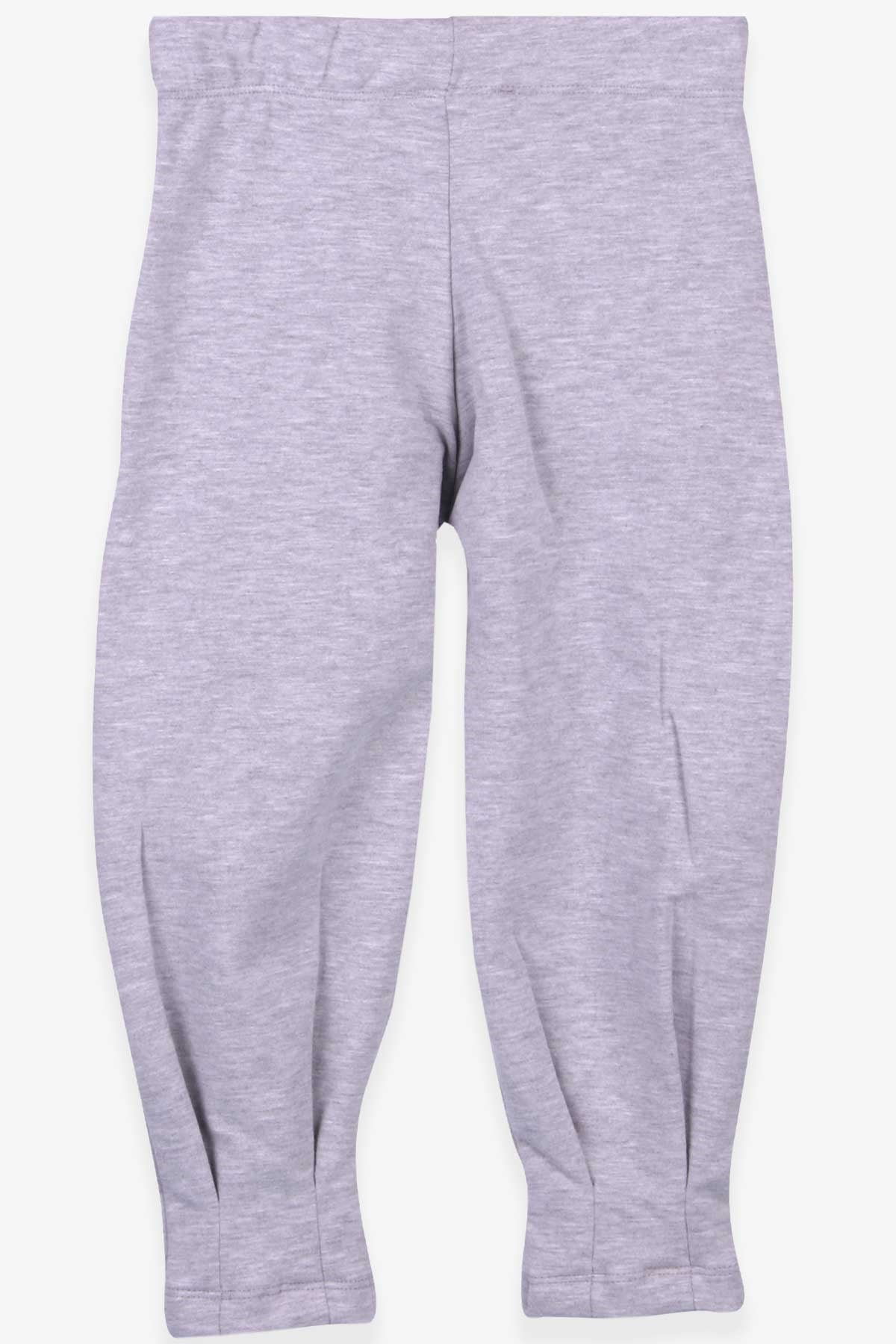 Breeze Kız Çocuk Tayt Pantolon Basic Cepli Gri Melanj (3-8 Yaş)