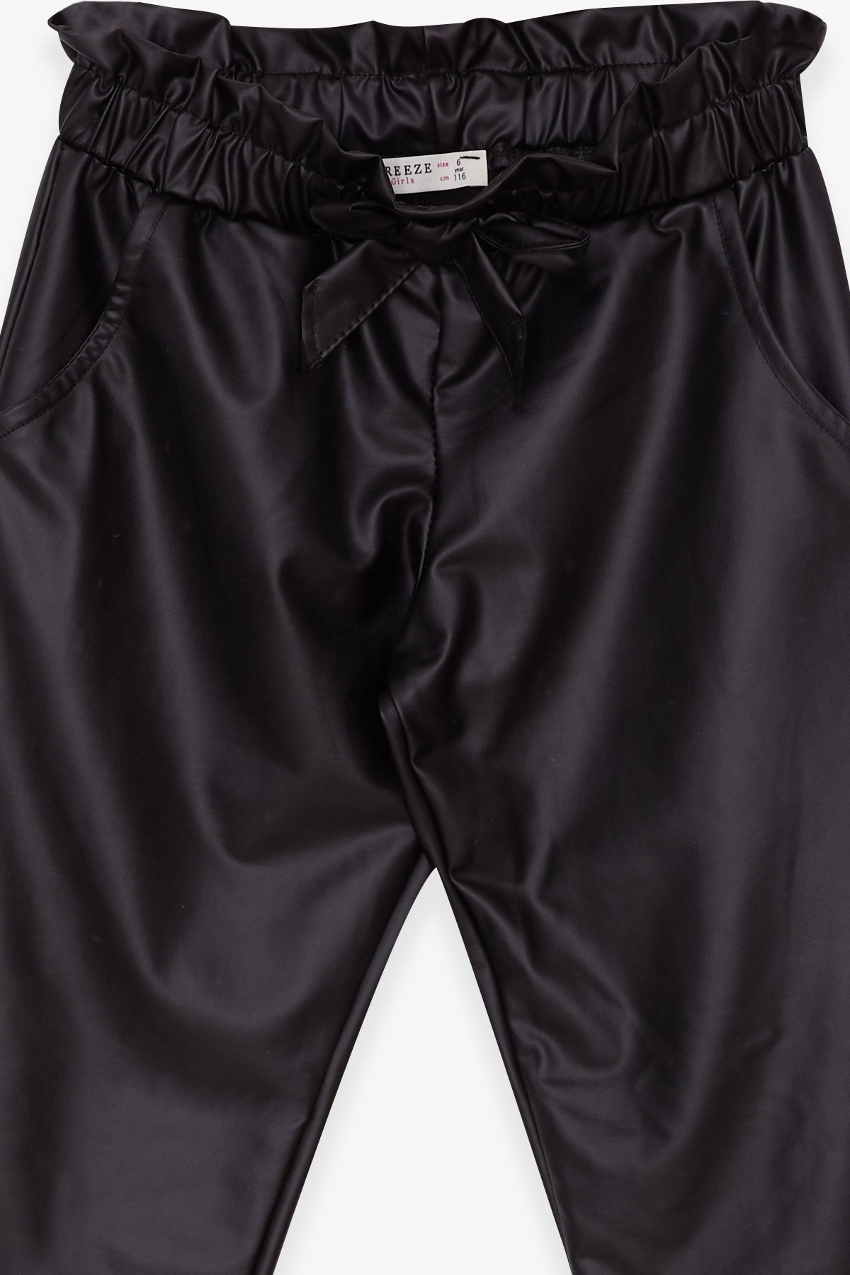 Breeze Kız Çocuk Tayt Pantolon Beli Lastikli Fiyonklu Siyah (6-12 Yaş)