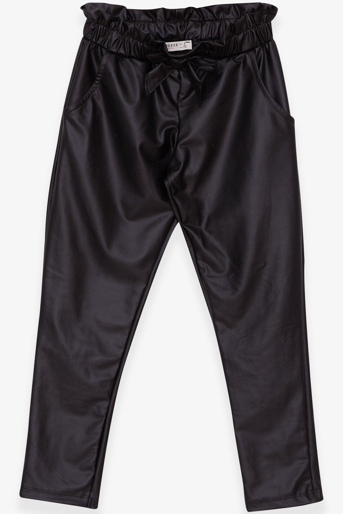 Breeze Kız Çocuk Tayt Pantolon Beli Lastikli Fiyonklu Siyah (6-12 Yaş)