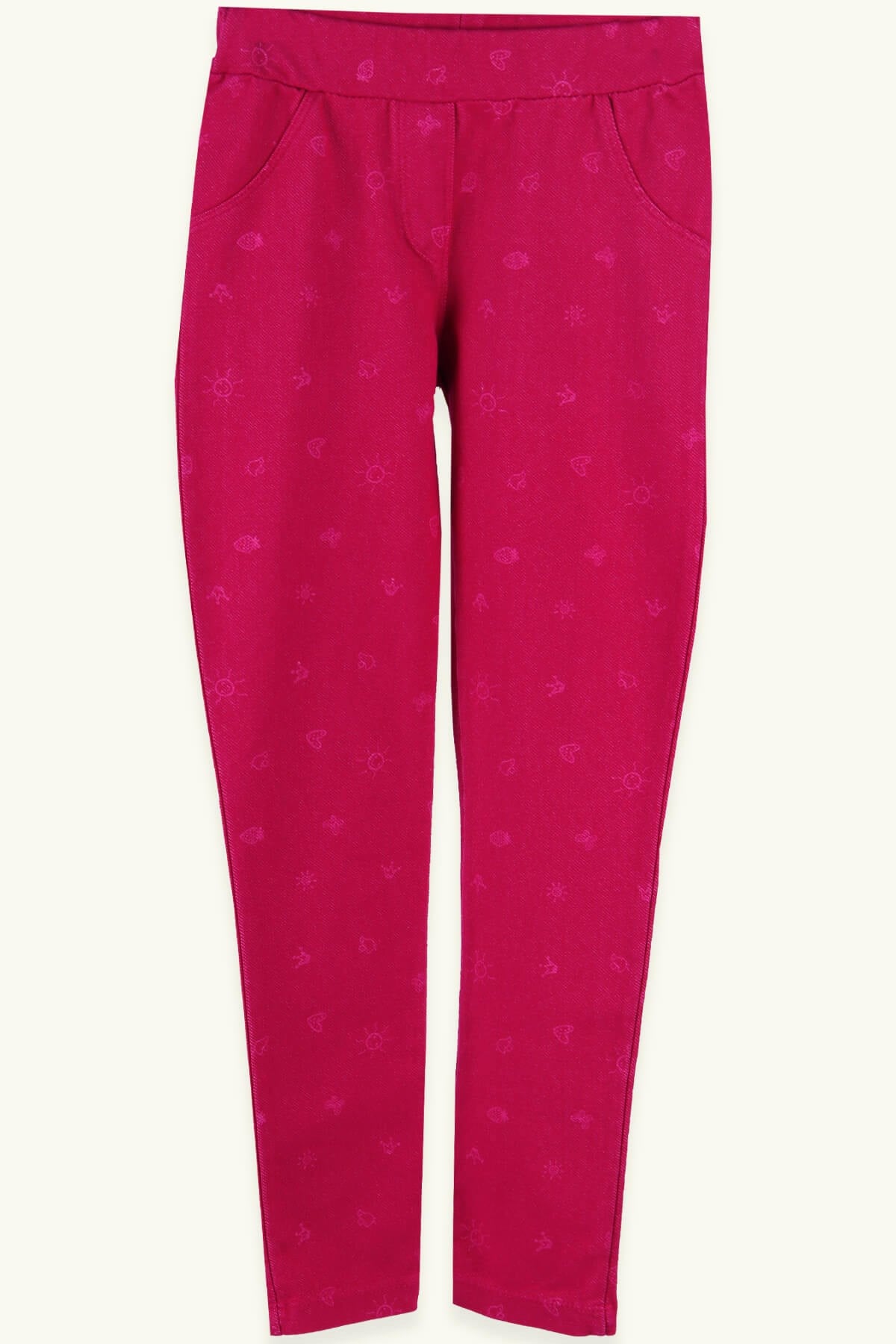 Breeze Kız Çocuk Tayt Pantolon Cep Desenli Fuşya (1-9 Yaş)