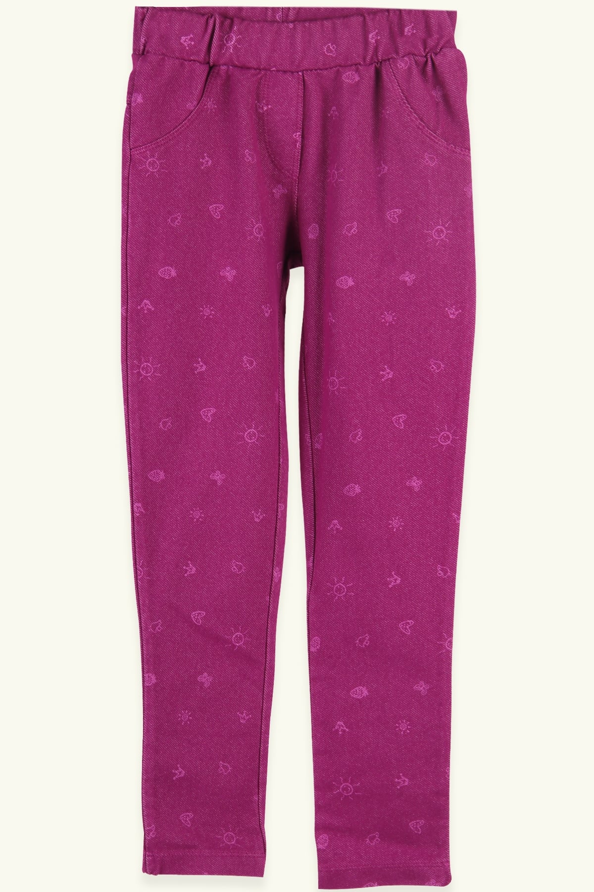Breeze Kız Çocuk Tayt Pantolon Cep Desenli Mor (1-9 Yaş)
