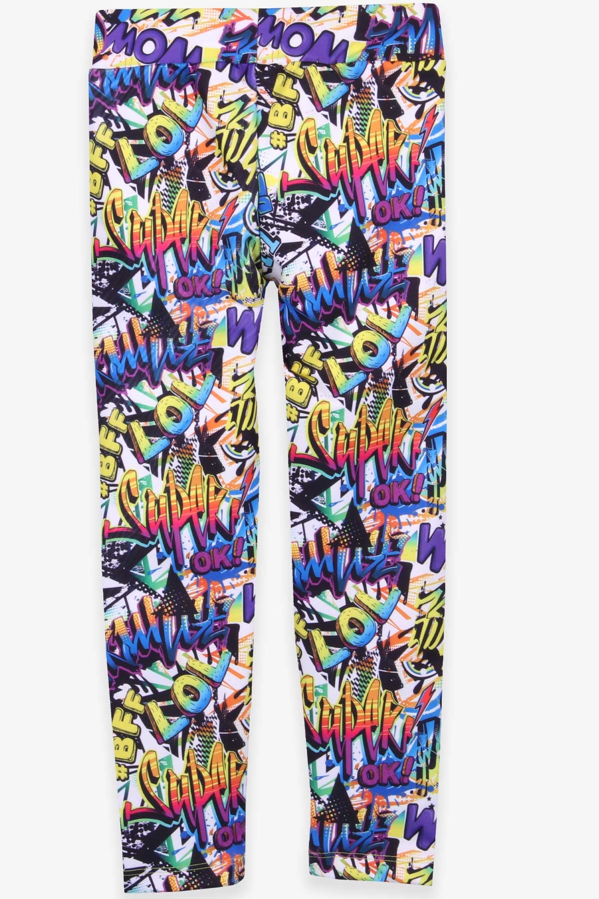 Breeze Kız Çocuk Tayt Pantolon Graffiti Desenli Karışık Renk (7-14 Yaş)