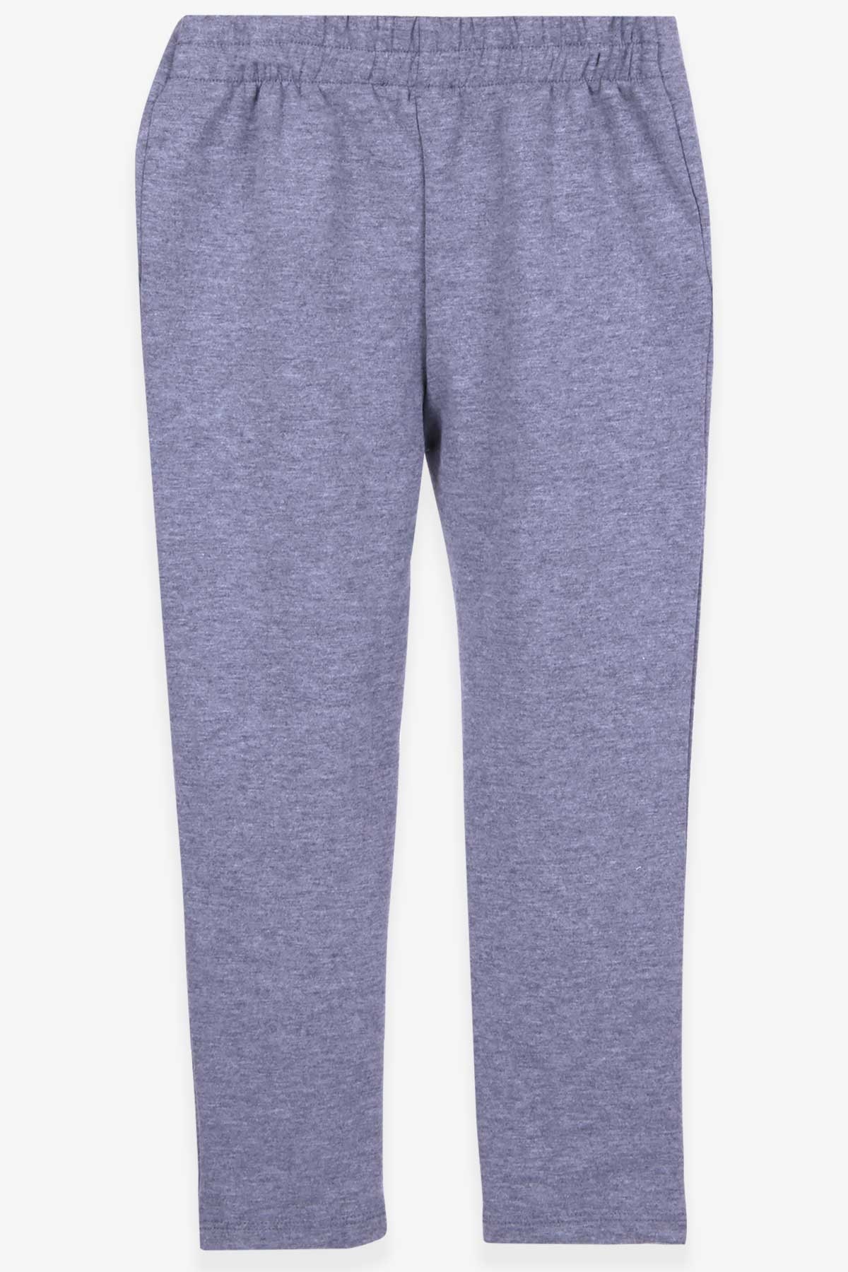 Breeze Kız Çocuk Tayt Pantolon Pileli Beli Lastikli Gri Melanj (8-14 Yaş)