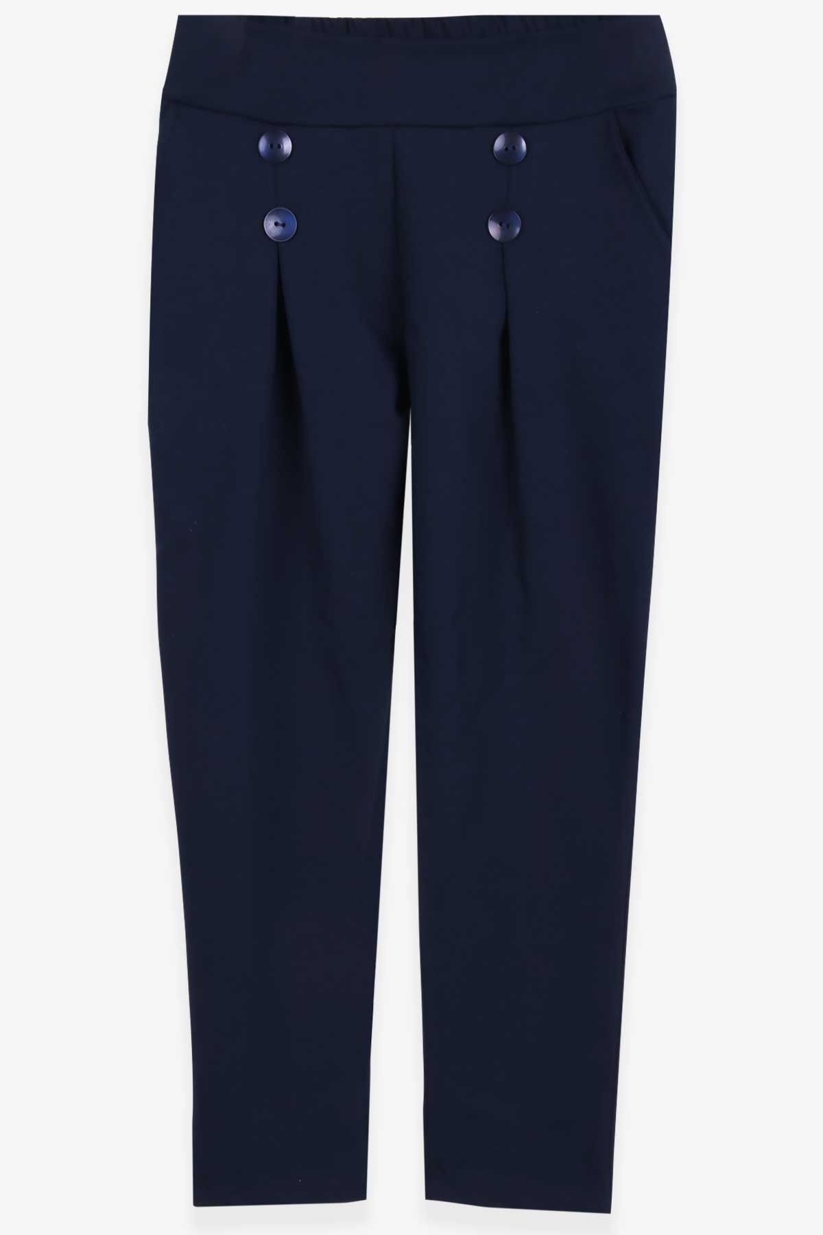 Breeze Kız Çocuk Tayt Pantolon Pileli Beli Lastikli Lacivert (8-14 Yaş)