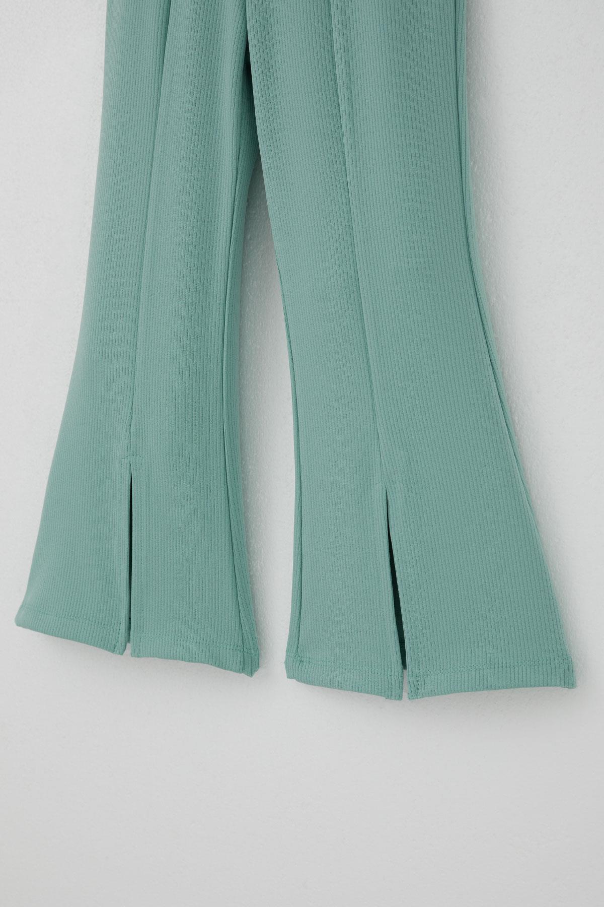 Breeze Kız Çocuk Tayt Pantolon Yırtmaçlı İspanyol Paça Su Yeşili (4-7 Yaş)