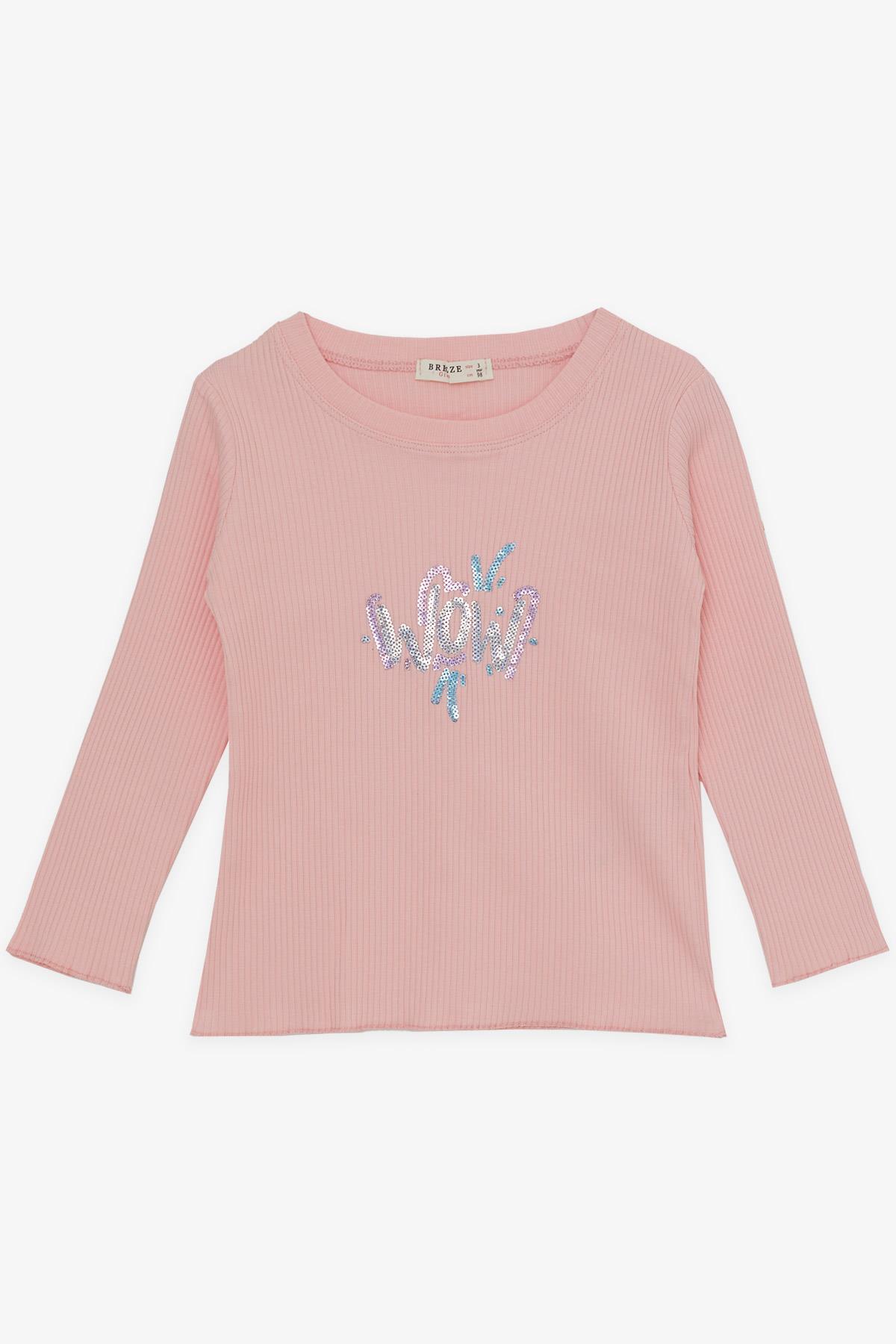 Breeze Kız Çocuk Tayt Takımı Pullu Yazı Baskılı Somon (1.5-5 Yaş)