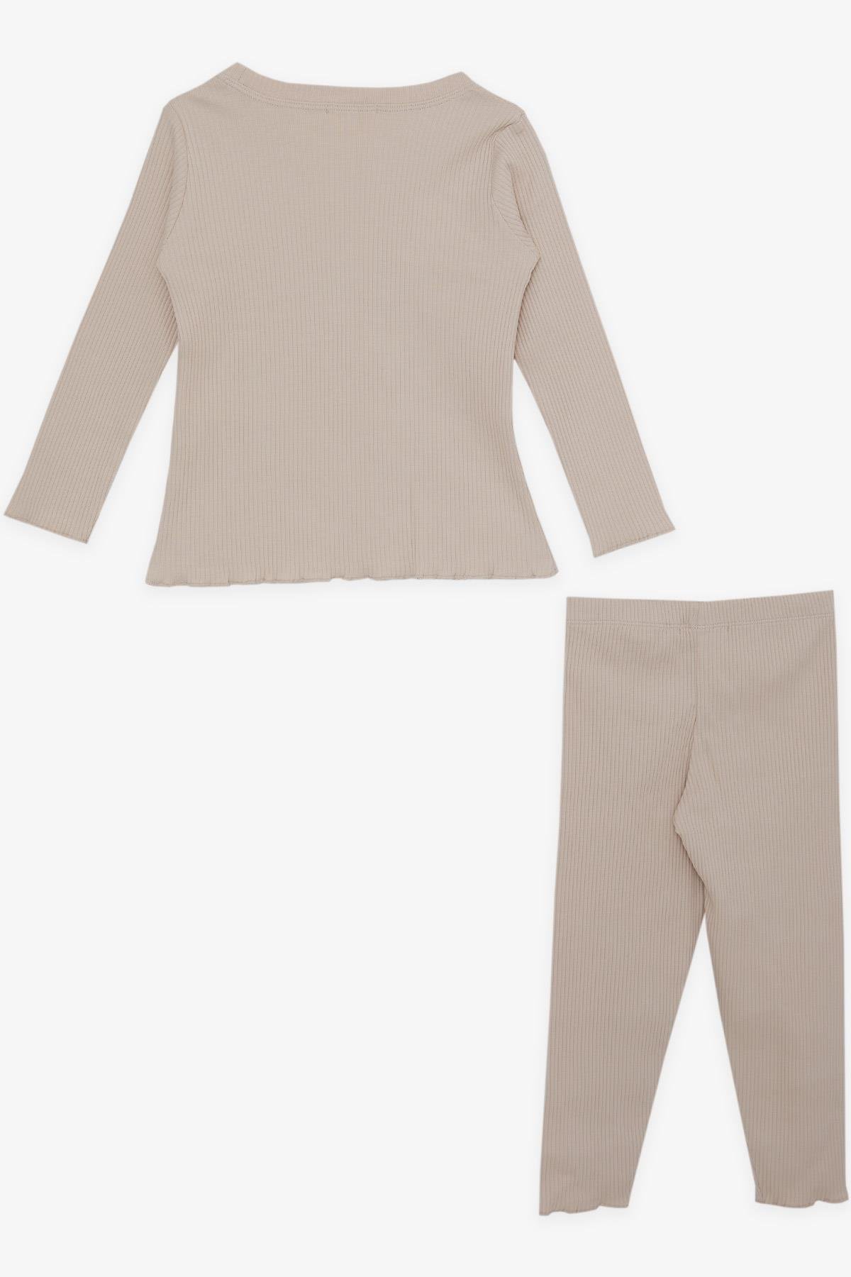 Breeze Kız Çocuk Tayt Takımı Pullu Yazı Baskılı Taş (1.5-5 Yaş)